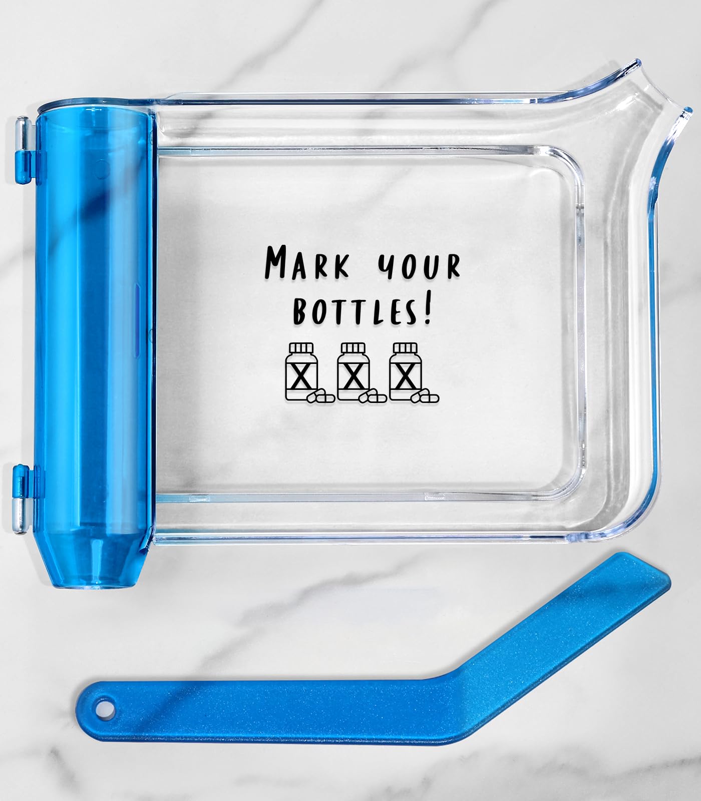 Plifal Pill Counting Tray with Spatula - Dual Channel Pharmacy Medicine Organizer with L-Shaped Spatula & Fun Reminder Labels - Perfect for Pharmacists, Nurses, and Home Medication Sorting