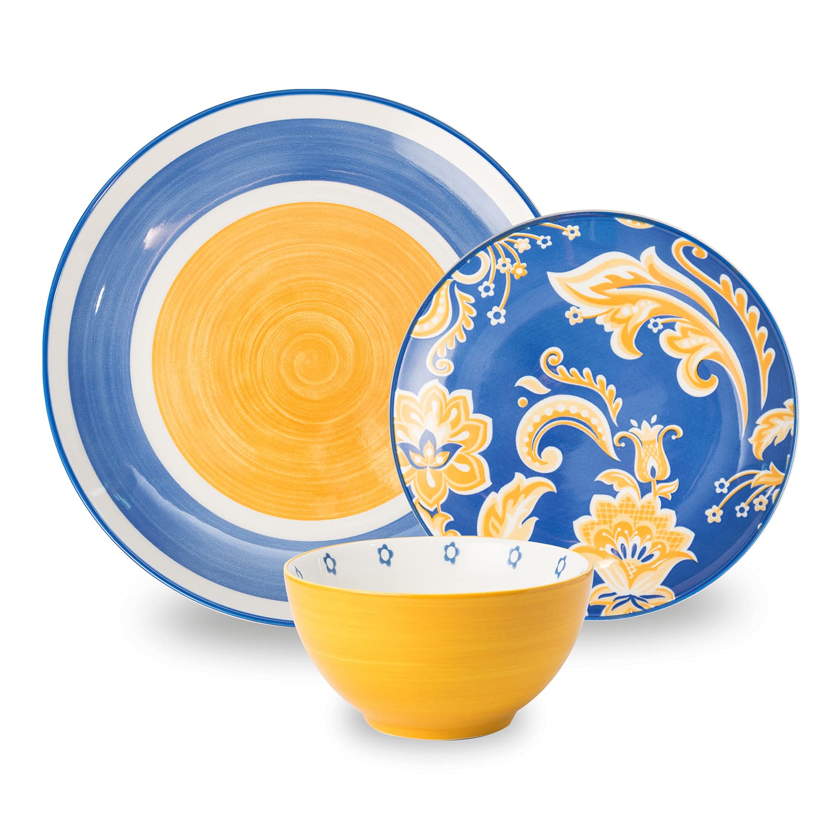 Wisenvoy 16-Piece Ceramic Dinnerware Set - Plates & Bowls for 4, Porcelain Dish Set for Everyday Use, Microwave & Dishwasher Safe - Perfect for Family Dinners, Restaurants & Home Decor