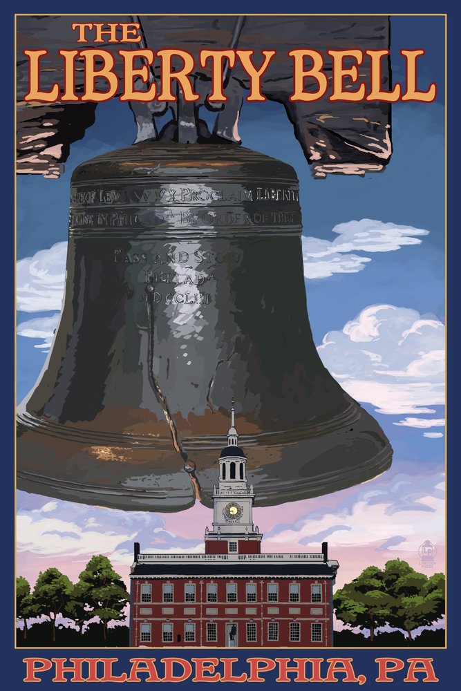 Philadelphia Independence Hall & Liberty Bell 24x36 Signed Art Print - Historic Wall Decor Poster for Home, Office & Classroom | Pennsylvania Landmark Artwork