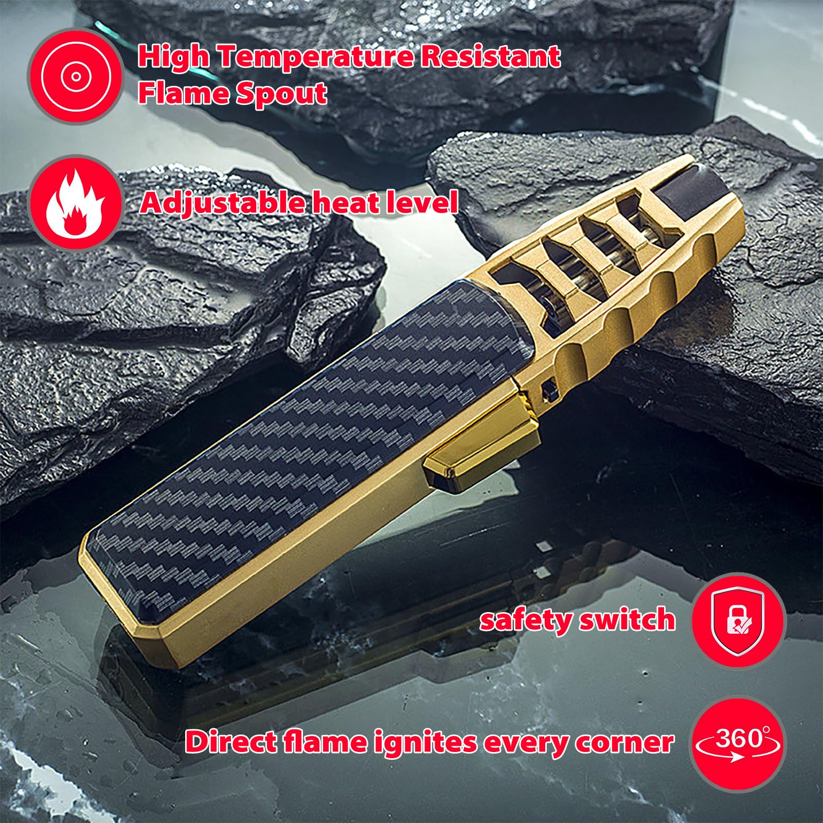 Refillable Butane Torch Lighter - Adjustable Cooking Torch for Kitchen & BBQ (Gas Not Included)