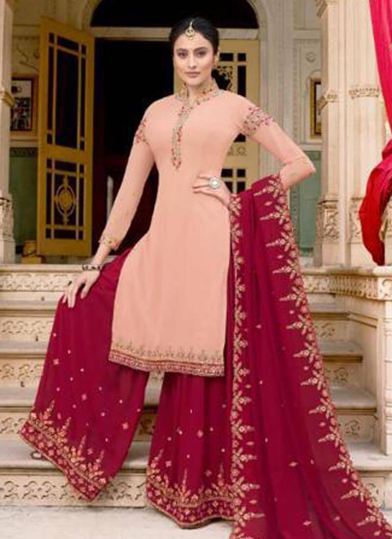Elegant Baby Pink Soft Georgette Palazzo Dress for Women - Perfect for Summer Weddings, Beach Vacations & Special Occasions