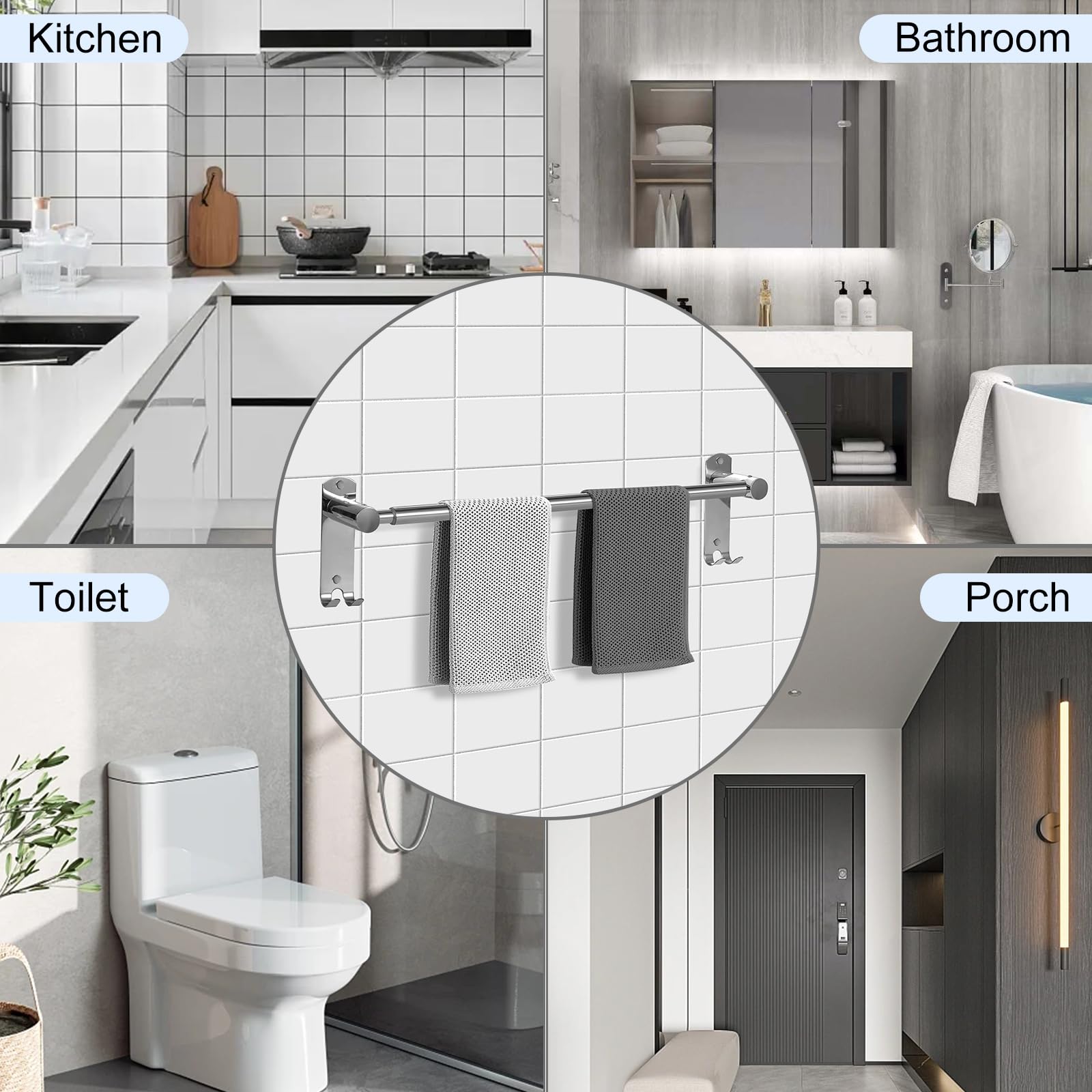28In Adjustable Stainless Steel Bathroom Towel Rack - Wall Mounted Towel Bar Holder for Bath, Shower & Spa - Rustproof & Durable Bathroom Organizer
