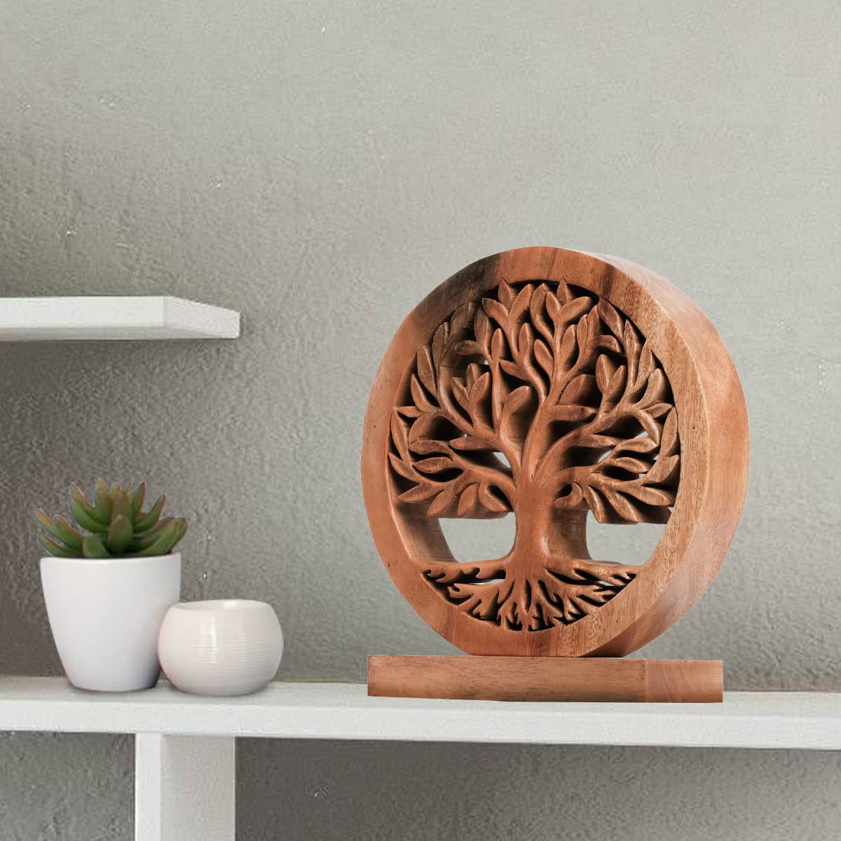Decozen Wooden Tree of Life Sculpture - Unique Mother's Day & Birthday Gift for Mom, Handcrafted Home Decor for Living Room, Office, Shelf, Fireplace Mantel - Perfect Farmhouse & Boho Style Tabletop Decoration - Ideal for Mother's Day Celebrations & Home Styling