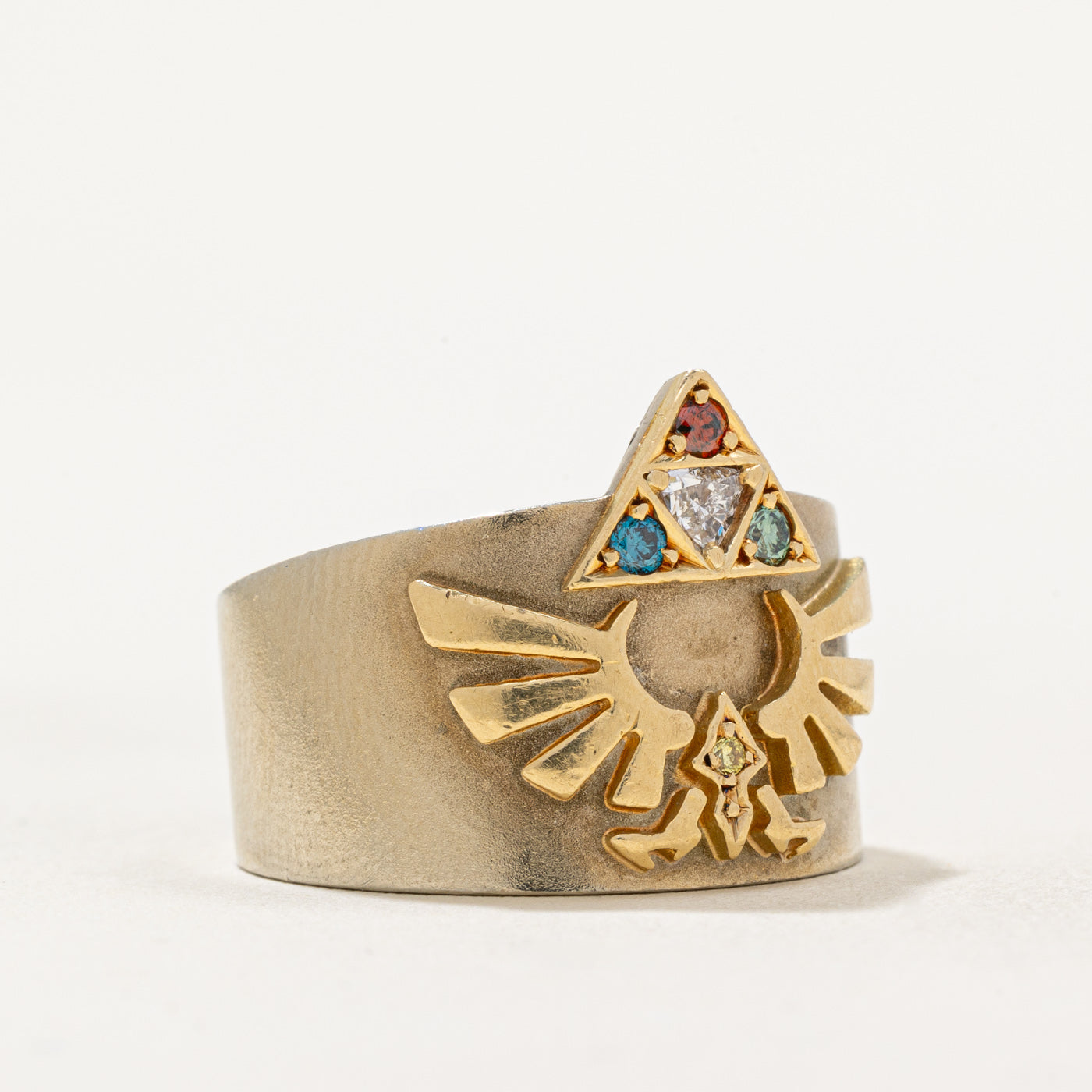 Multi-Colored Diamond Legend of Zelda Ring | 0.17ctw | Size 7 | Elegant Video Game Jewelry for Cosplay, Gifts & Fan Collections