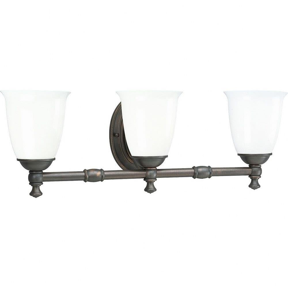 Progress Lighting P3029-74 Victorian Style 3-Light Bathroom Vanity Light Fixture in Venetian Bronze - Perfect for Bathroom, Powder Room, and Dressing Area Lighting