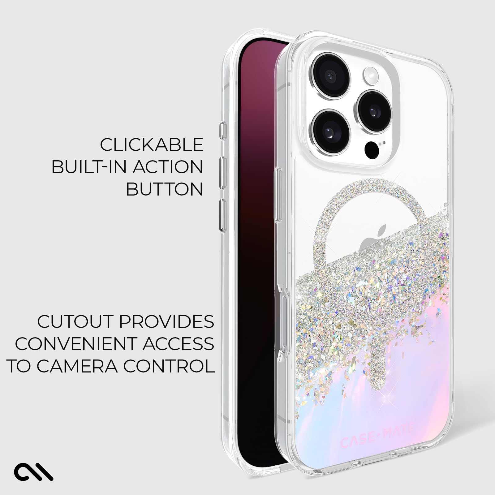 Case-Mate iPhone 16 Pro Case with MagSafe - Sparkly Holographic Phone Cover with 12ft Drop Protection & Strong Magnets - Premium Magnetic Case for iPhone 16 Pro in Karat Iridescent - Perfect for Everyday Use, Travel & Outdoor Activities