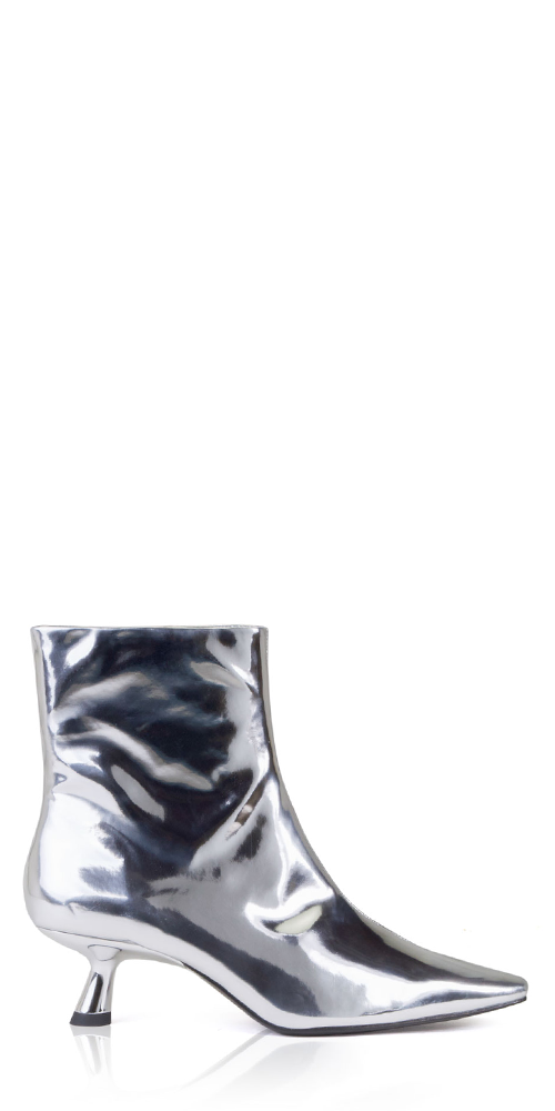 Stylish Chrome Kuki Ankle Boots for Women - Fashionable Pointed Toe Chunky Heel Booties | Perfect for Office, Party & Fall/Winter Outfits