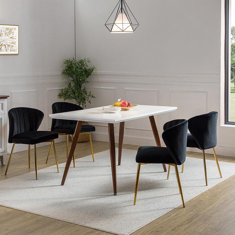 Modern Dining Chairs Set of 4 - Mid Century Metal Leg Side Chairs for Kitchen, Dining Room & Office - Aruna Contemporary Upholstered Seating