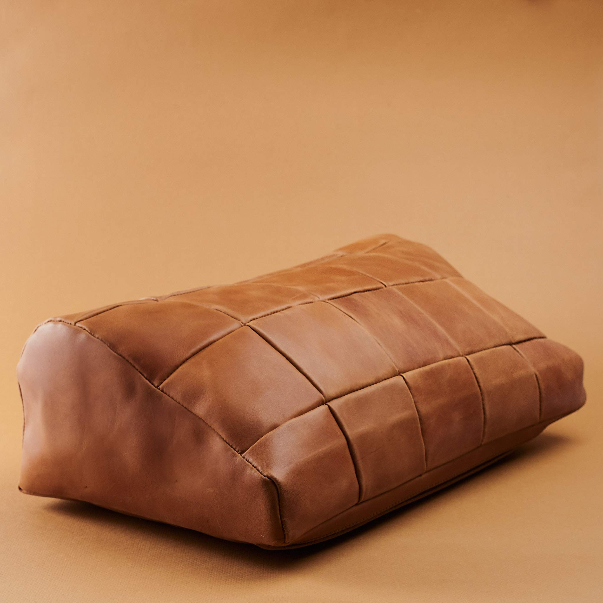 Premium Large Tan Leather Foot Rest - Ergonomic Under Desk Footrest with Removable Cover for Home Office & WFH - Handmade Office Accessory & Unique Gift for Men (Perfect for Desk Work, Gaming & Relaxation)