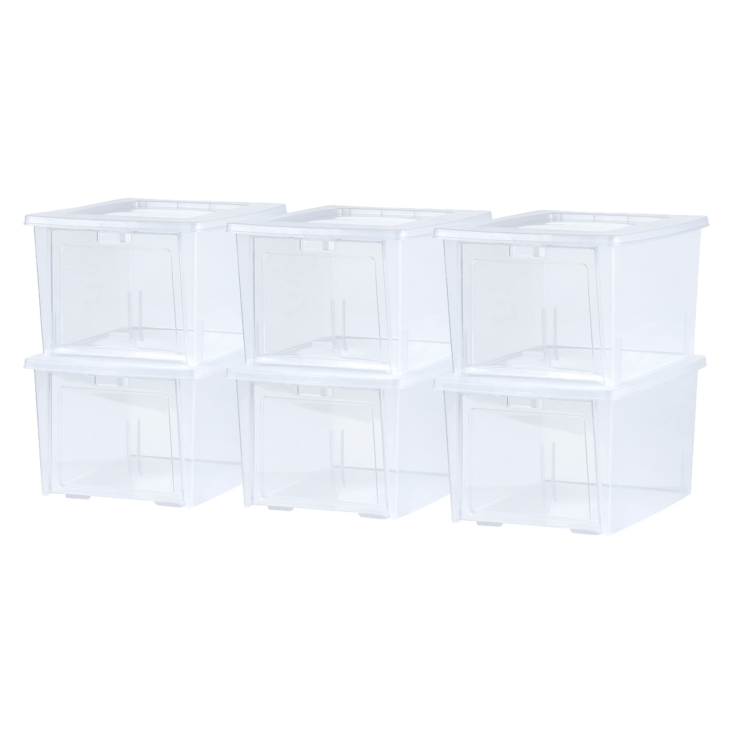 Rubbermaid X-Small All-Access Tote with Lids - 6 Pack Stackable Storage Bins with Clear Drop-Down Door & Carry Handles - Perfect for Closet Organization, Pantry Storage & Home Organization - Clear Plastic Containers for Easy Visibility