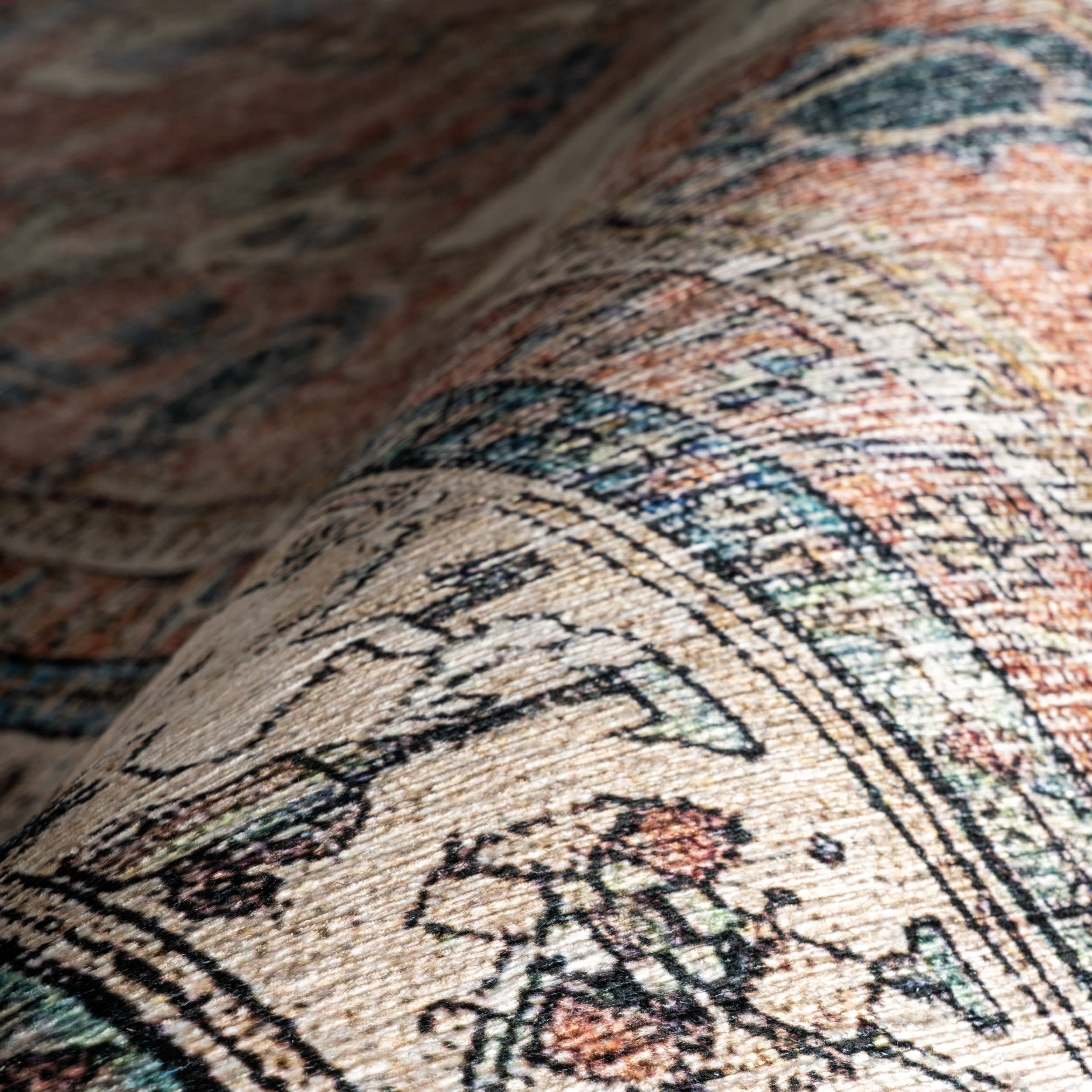 Fade-Resistant Spill-Proof Washable Oriental Rug in Light Rust - Perfect for Living Room, Bedroom, or Entryway Decor