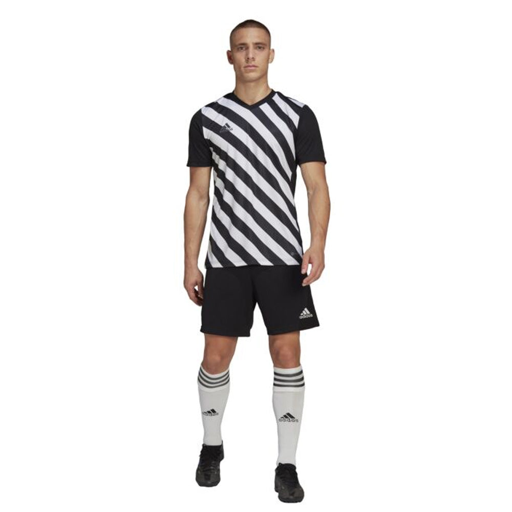 Adidas Youth Entrada 22 Graphic Soccer Jersey - Black & White - Breathable Football Shirt for Kids & Teens - Perfect for Training, Matches & Team Sports