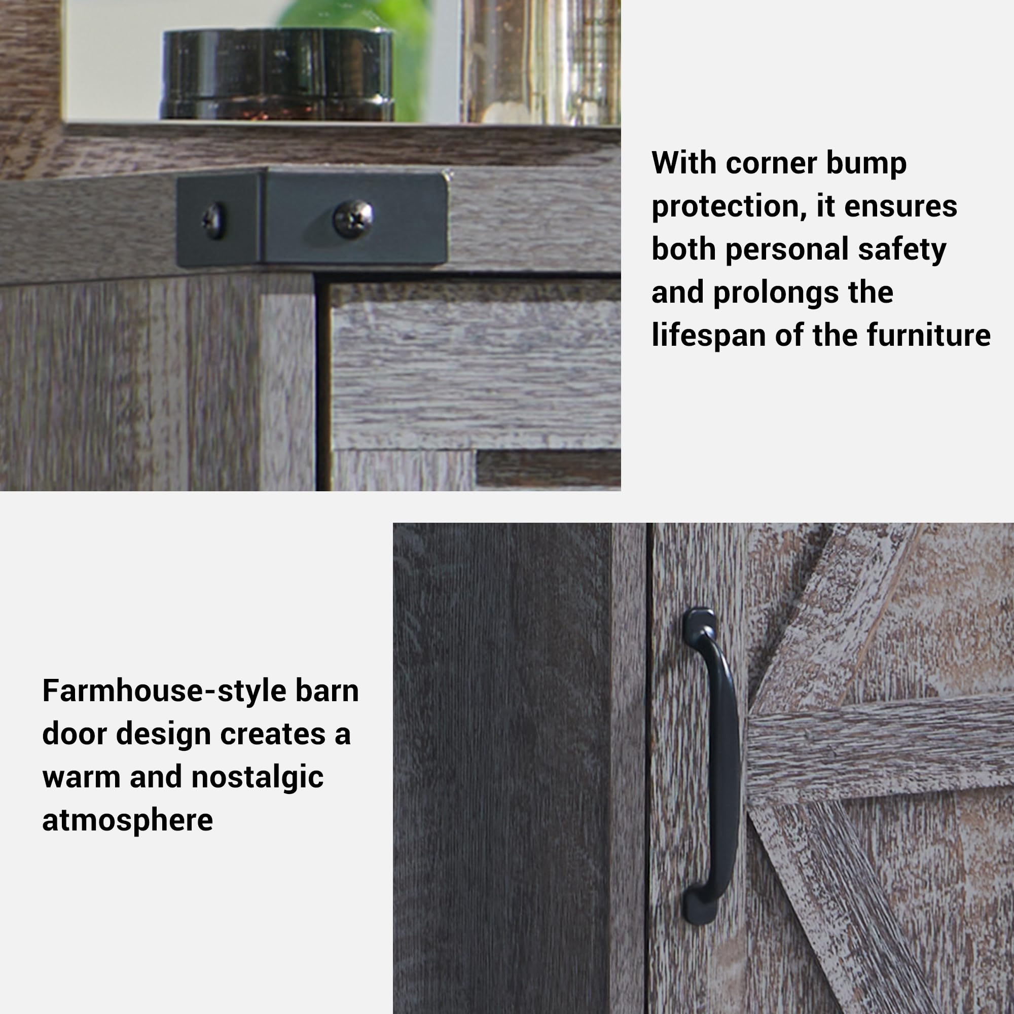Farmhouse Makeup Vanity Desk with Mirror and Lights - 43