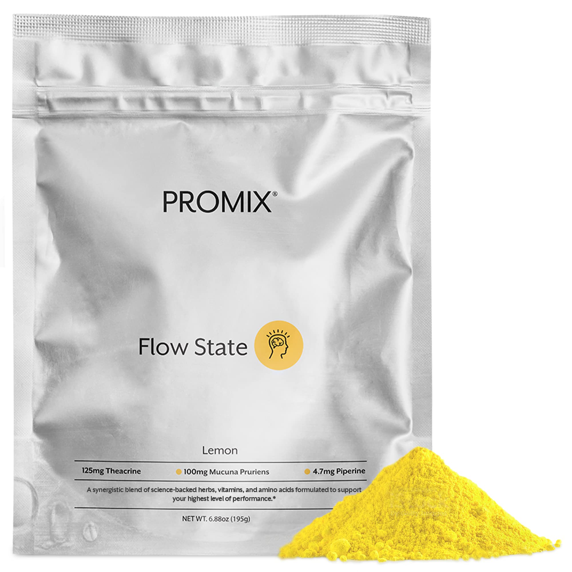 Promix Flow State - Caffeine-Free Supplement with L-Tyrosine & Theacrine - Herbal Blend of Vitamins & Amino Acids for Focus & Mental Clarity - Perfect for Work, Study & Meditation