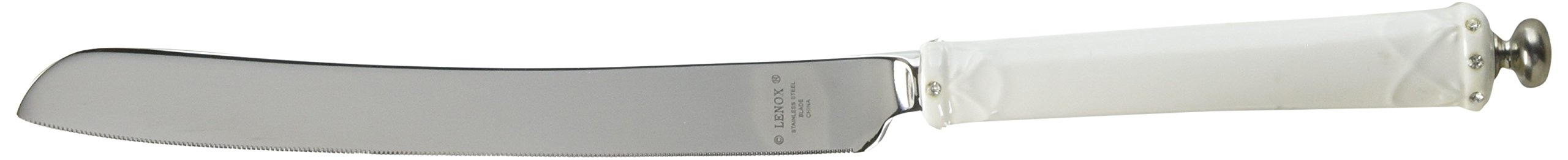 Lenox Bliss Stainless Steel Cake Knife - Elegant White Wedding & Party Serving Knife for Birthday, Anniversary & Special Occasions