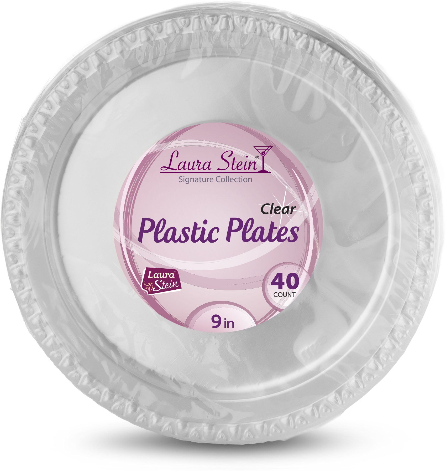 480-Pack Laura Stein Premium 9-Inch Heavyweight Clear Disposable Plastic Dinner Plates (12 Packs) - Ideal for Weddings, Parties, Catering, Buffets & Special Events - Durable & Elegant Tableware for Any Occasion