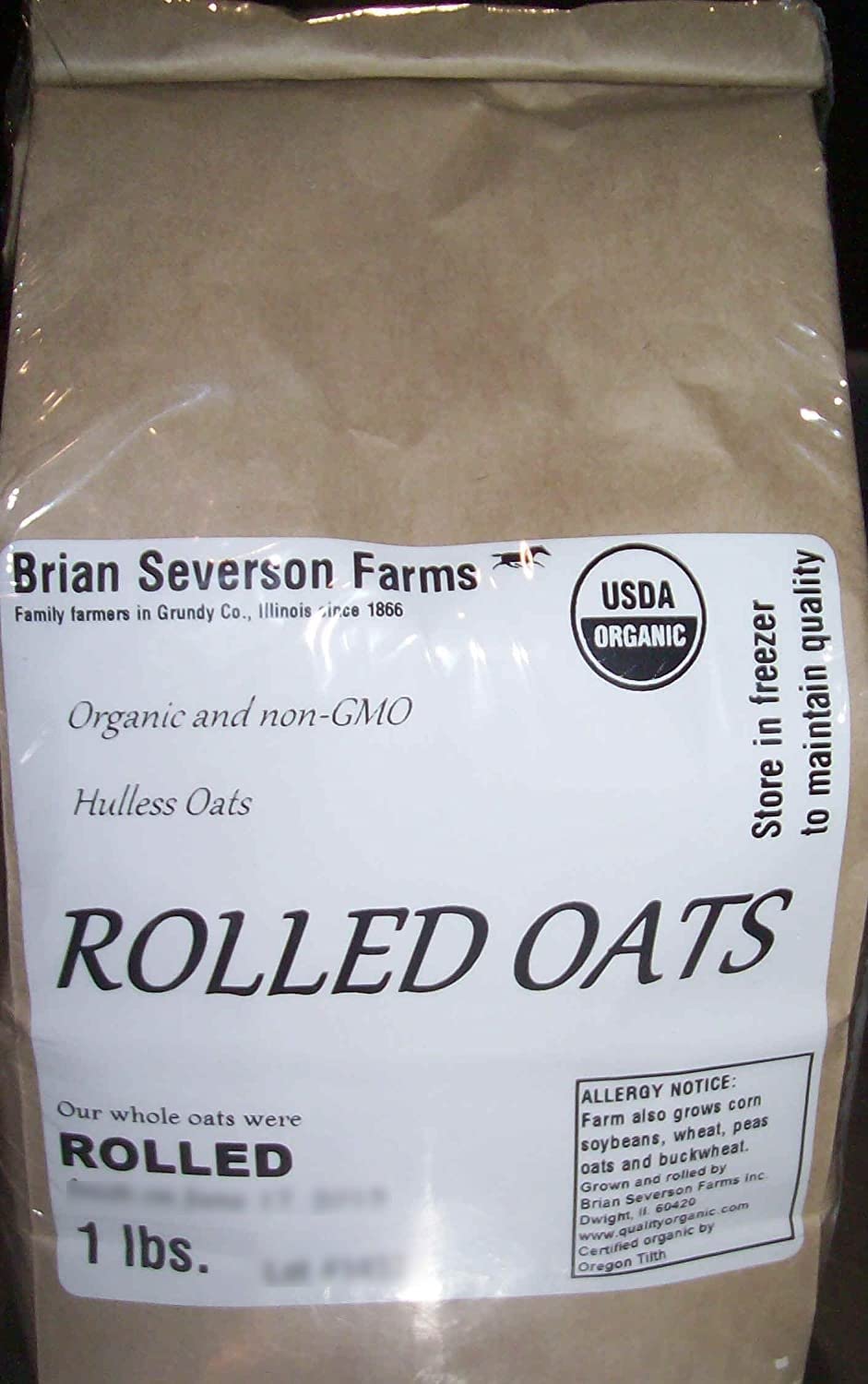 Organic Rolled Oats - Non-GMO, Farmer Direct, Fresh Cold Rolled Raw Hulless Oats (1 lb) - Perfect for Breakfast, Baking & Healthy Snacks