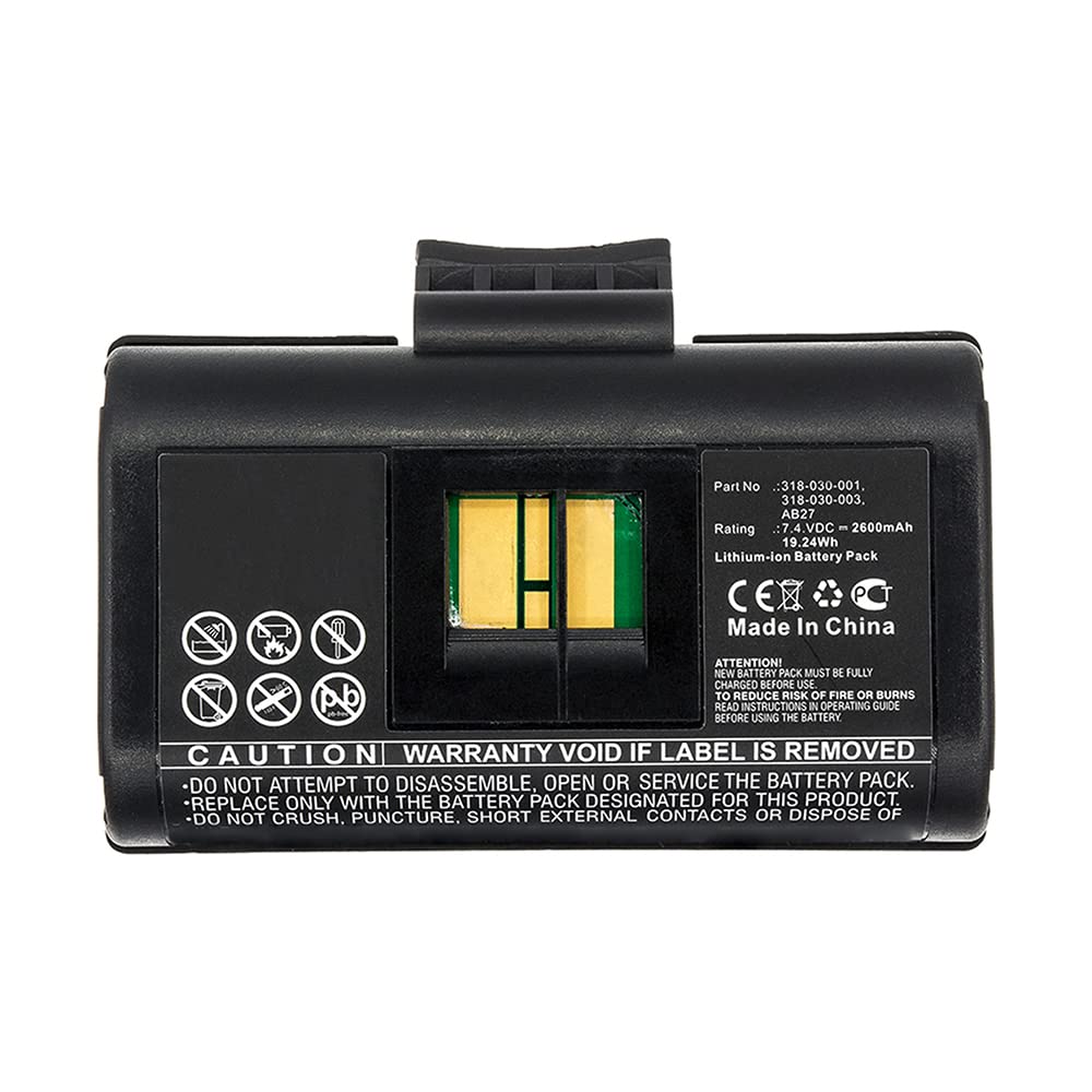 Synergy Digital Printer Battery for Intermec PB32 - 7.4V 2600mAh Li-ion High Capacity Replacement Battery (Compatible with Intermec AB27) - Perfect for Warehouse Barcode Printing & Retail Inventory Management