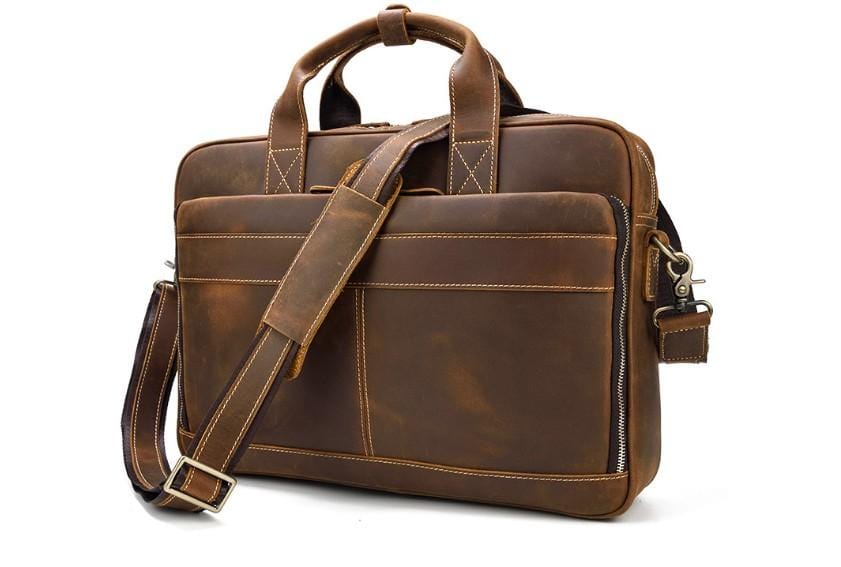 15 Inch Women's Brown Leather Laptop Bag - Stylish & Durable Work Tote for Business, Office & Travel - Perfect for Professionals & Students