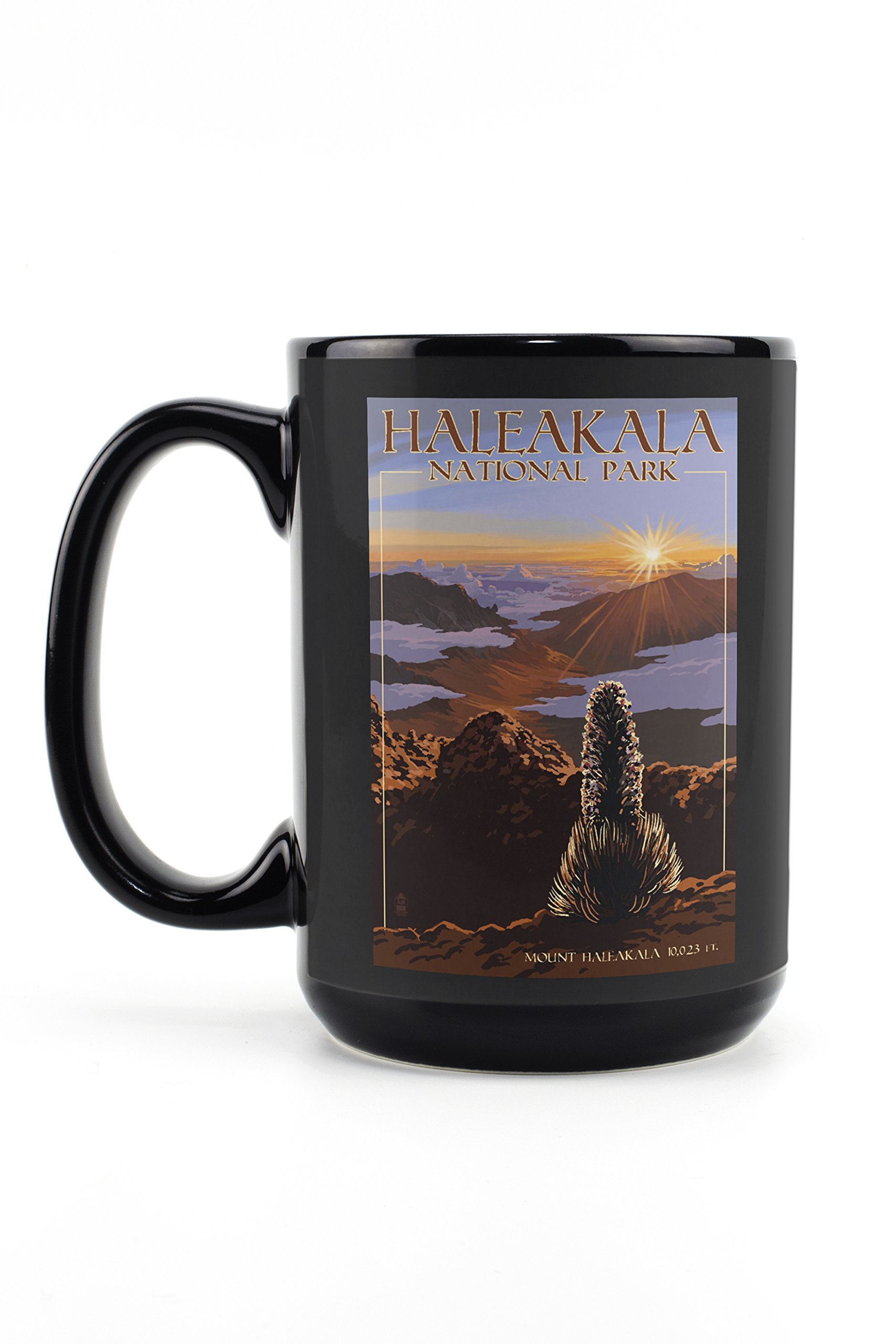 Haleakalā National Park Sunrise 15oz Black Ceramic Coffee Mug - Microwave & Dishwasher Safe - Perfect for Home, Office & Outdoor Camping