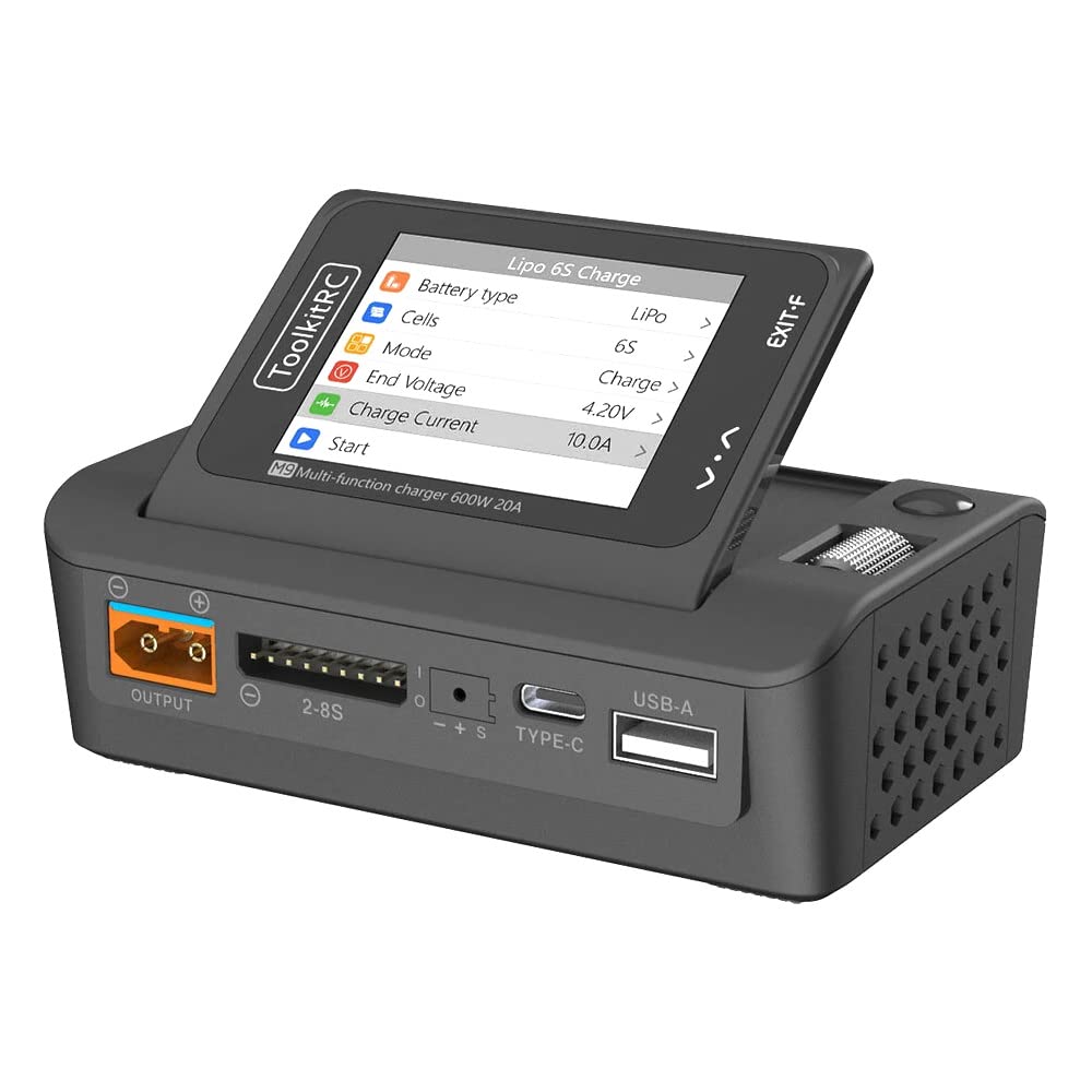 600W 20A 1-8S Smart Balance Charger with Voice Alerts for RC Cars, Drones & LiPo Batteries - M9 Multi-Function DC Charger (Black) - Perfect for Hobbyists & DIY Enthusiasts