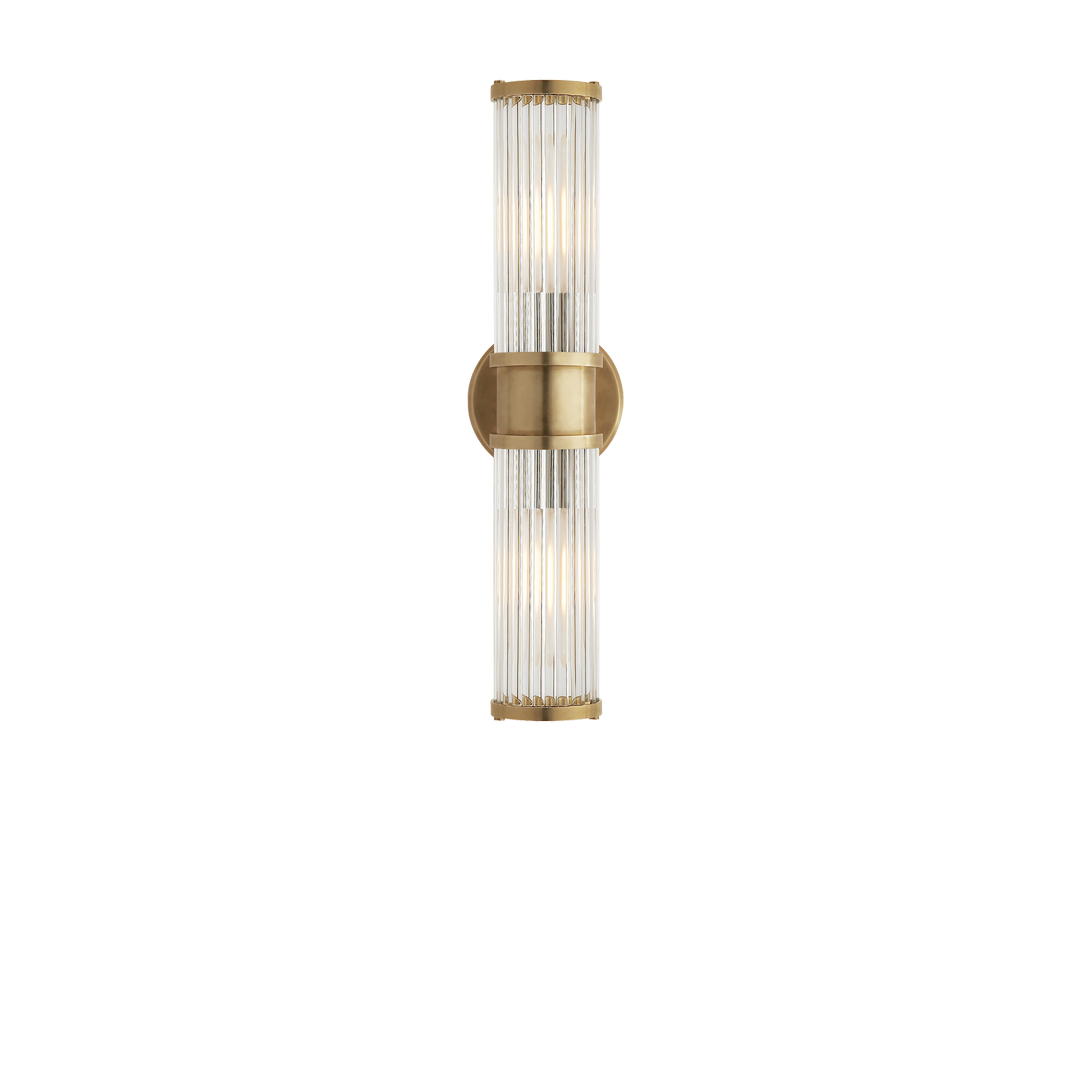 Allen Double Light Sconce Wall Fixture - Modern Brass Wall Sconce with Glass Shades for Bedroom, Living Room, and Hallway Lighting