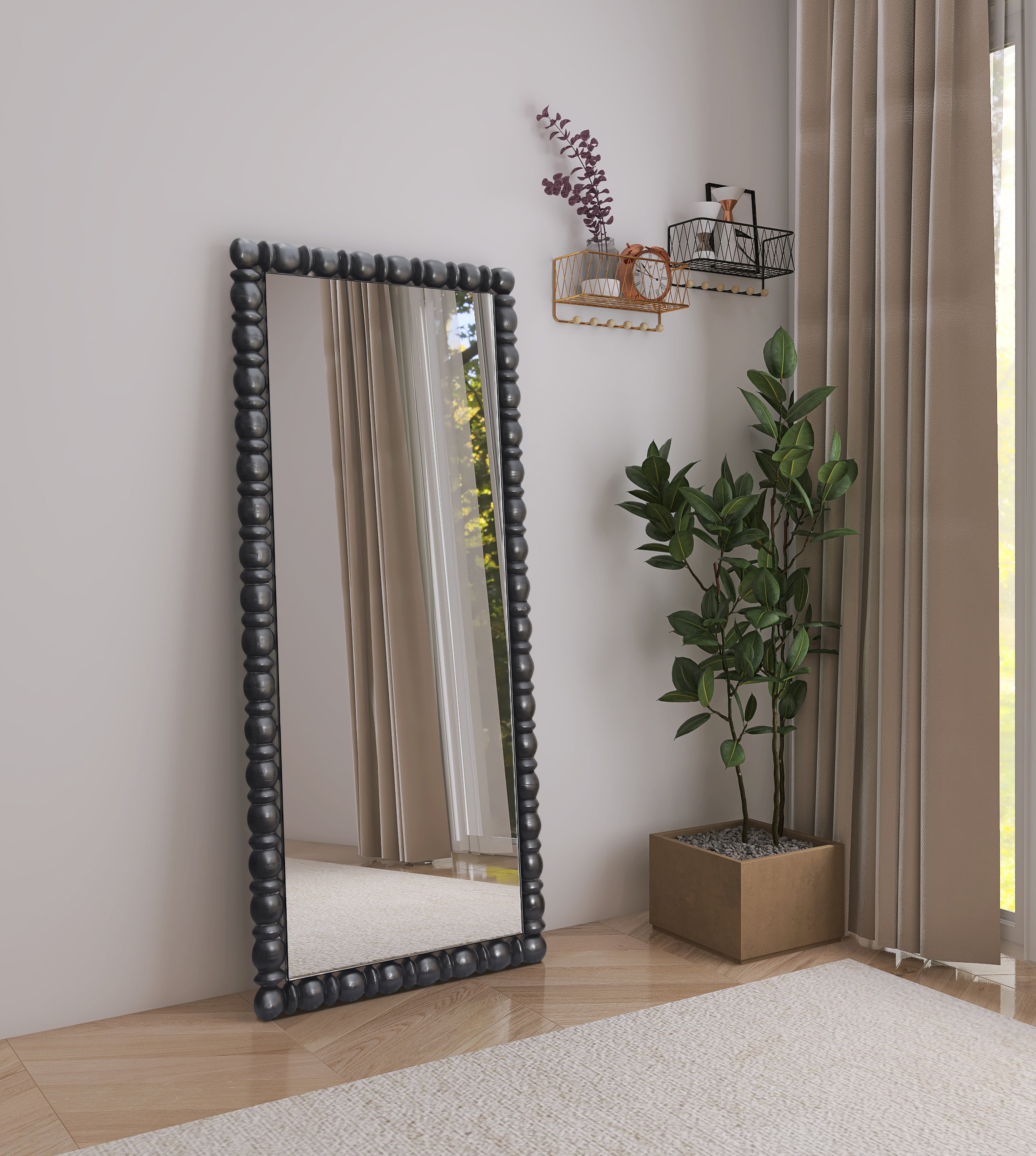 Aubrey Mirror 65M - Full Length Wall Mirror with Rustic Wood Frame, Perfect for Bedroom, Living Room, and Entryway Decor