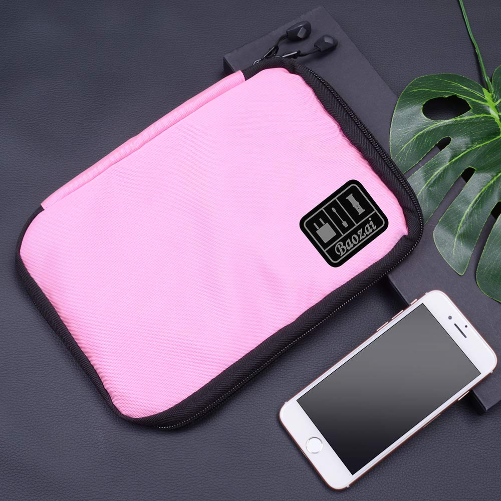 Waterproof Smart Watch Bands Organizer Bag - Portable Travel Electronics Accessories Case for Watch Bands, Cables, Chargers, Headphones & SD Cards (Pink) - Perfect for Travel, Gym & Daily Storage