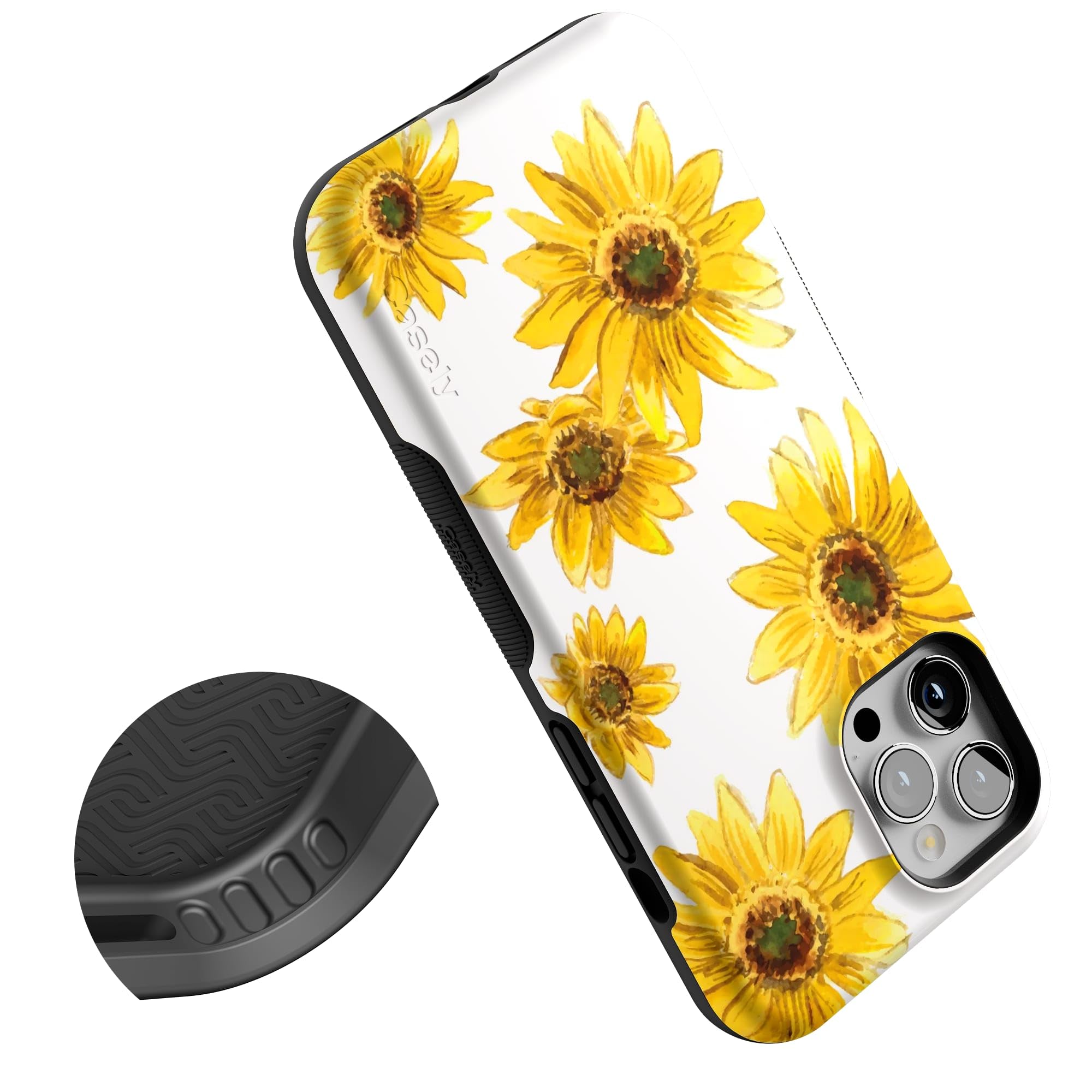 Casely iPhone 12 Pro Max Case - Golden Garden with Yellow Sunflower Floral Design | MagSafe Compatible | Shockproof Protective Cover | Perfect for Outdoor Adventures & Daily Use