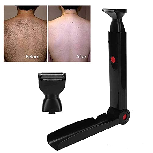 USB Rechargeable Long Handle Back Hair Trimmer for Men - 2-in-1 Foldable Design with Big Blade | Perfect for Back, Shoulder & Body Hair Removal at Home or Gym