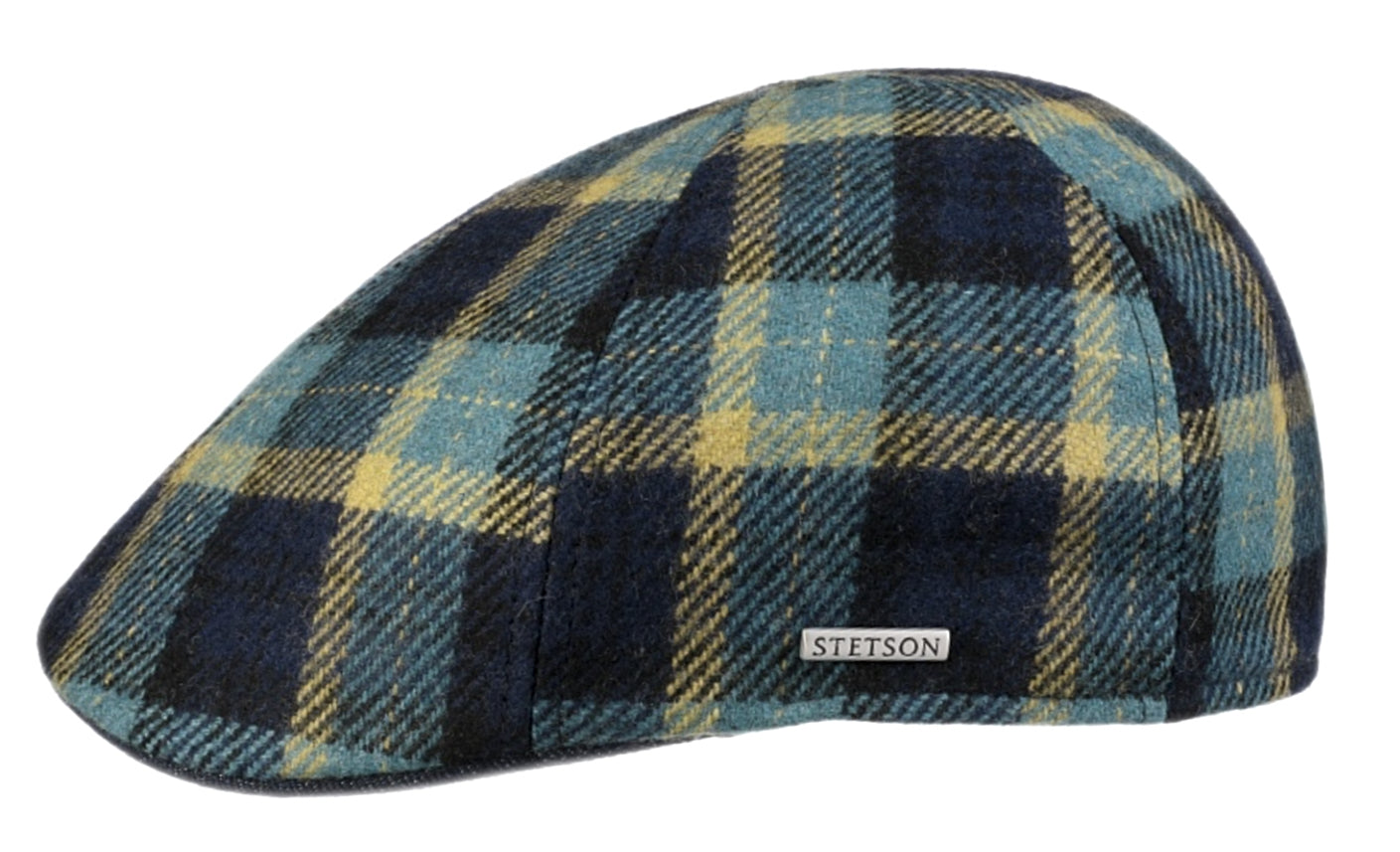 Stetson Wool Polyester Plaid Check Ivy Style Flat Cap in Navy - Classic Men's Hat for Casual Outfits, Outdoor Activities & Vintage Fashion