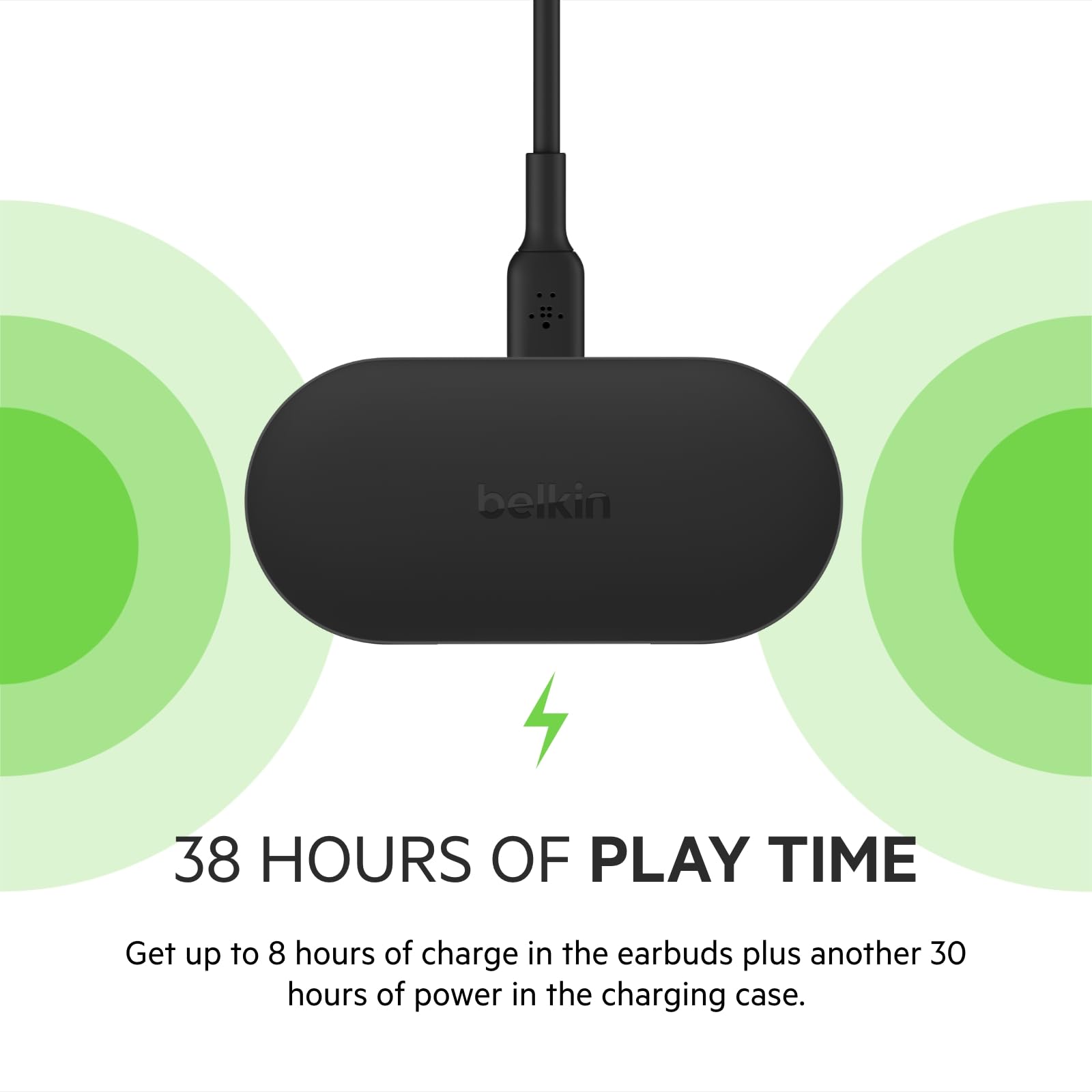 Belkin SOUNDFORM Play True Wireless Earbuds - Bluetooth 5.0 Headphones with 3 EQ Presets, IPX5 Waterproof, 38H Playtime for iPhone, Samsung Galaxy, Google Pixel & Android - Black | Perfect for Gym, Running, Workouts & Daily Commute