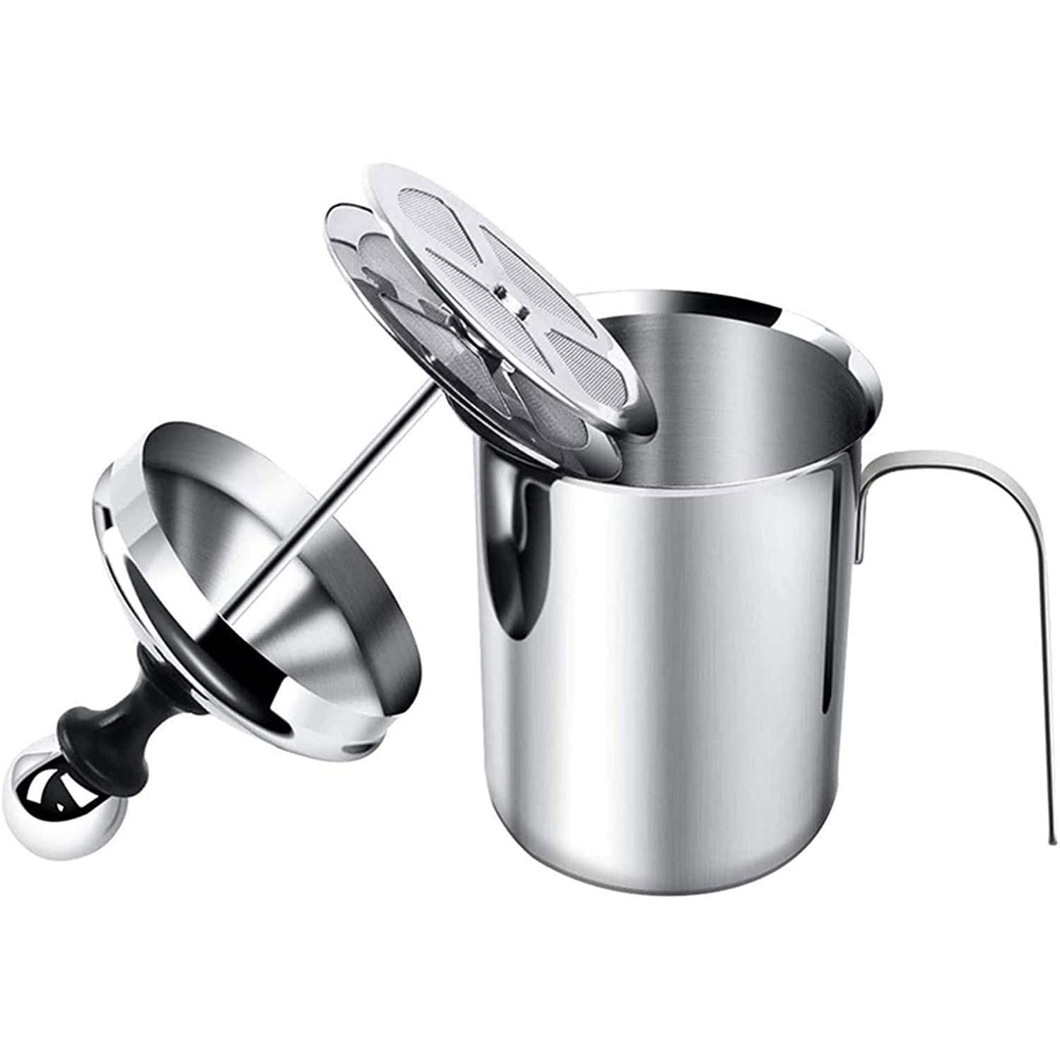 Premium Stainless Steel Manual Milk Frother - Handheld Double Mesh Foam Pitcher for Cappuccino, Latte & Hot Chocolate | Perfect for Home Baristas & Coffee Lovers