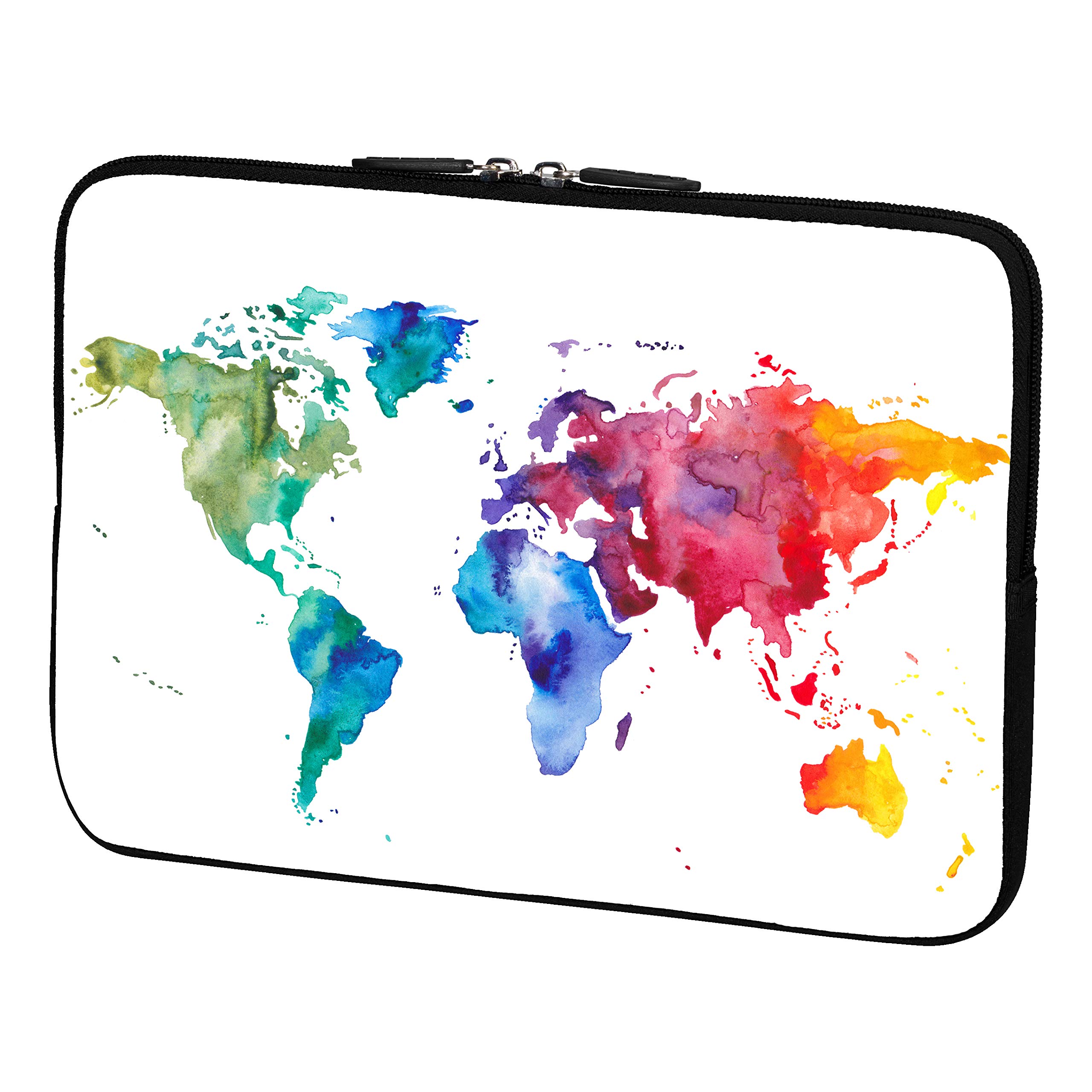 Durable 17.3 Inch Laptop Sleeve with Global Map Design - Shockproof & Water-Resistant Protective Case for MacBook, Dell, HP (Brown) - Perfect for Travel, Office & School Use
