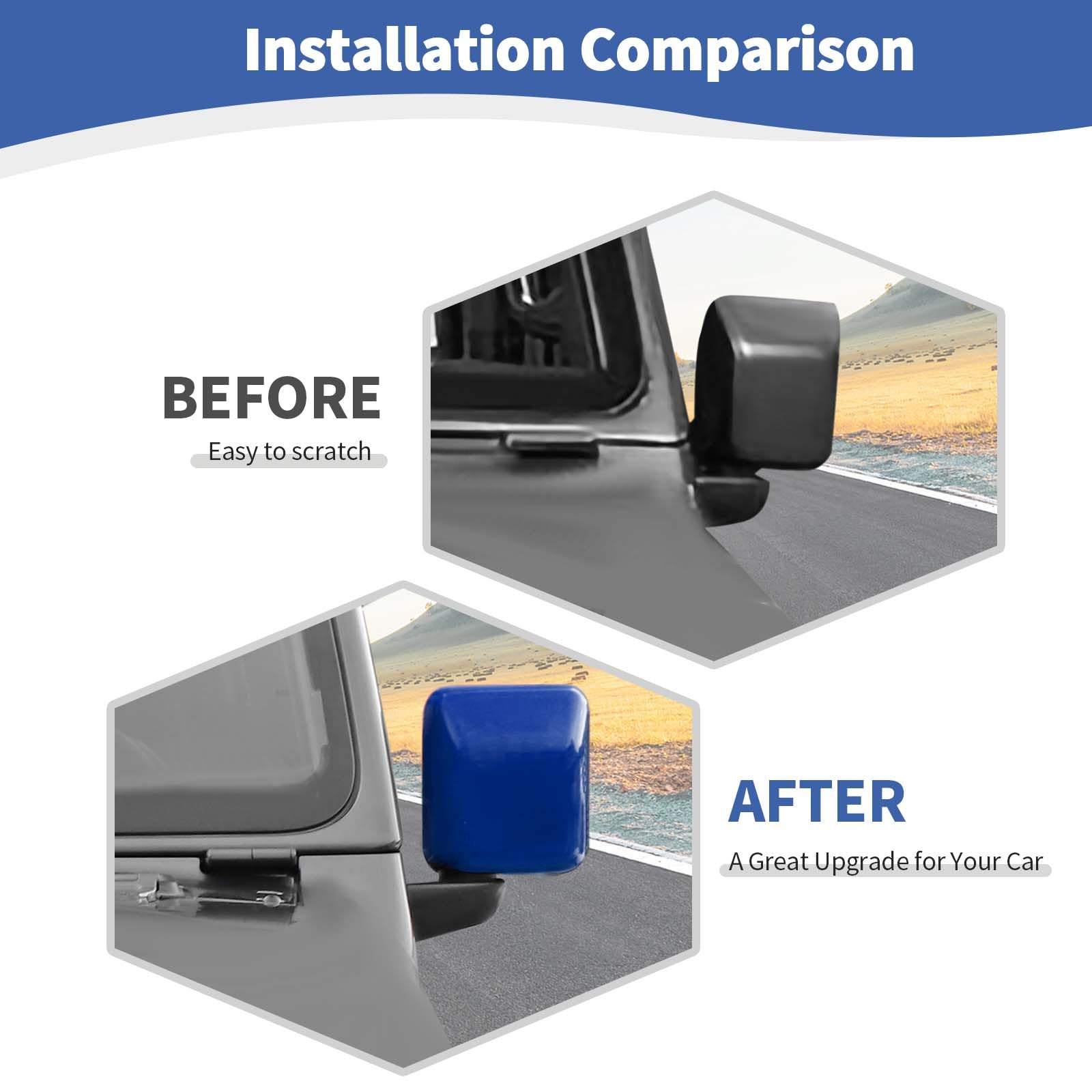Jeep Wrangler JL JLU & Gladiator JT Side Mirror Cover Trim (2018-2024) - Blue Exterior Accessories 2pcs - Durable ABS Plastic for Off-Road Protection & Style Upgrade