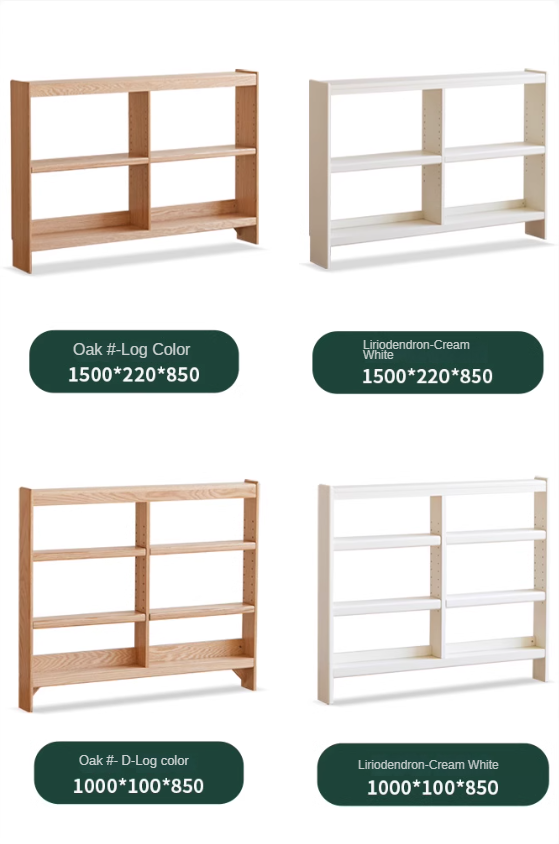 Oak Solid Wood Ultra Narrow Storage Rack - Space-Saving Shelf for Small Rooms, Bathroom, Kitchen & Closet Organization
