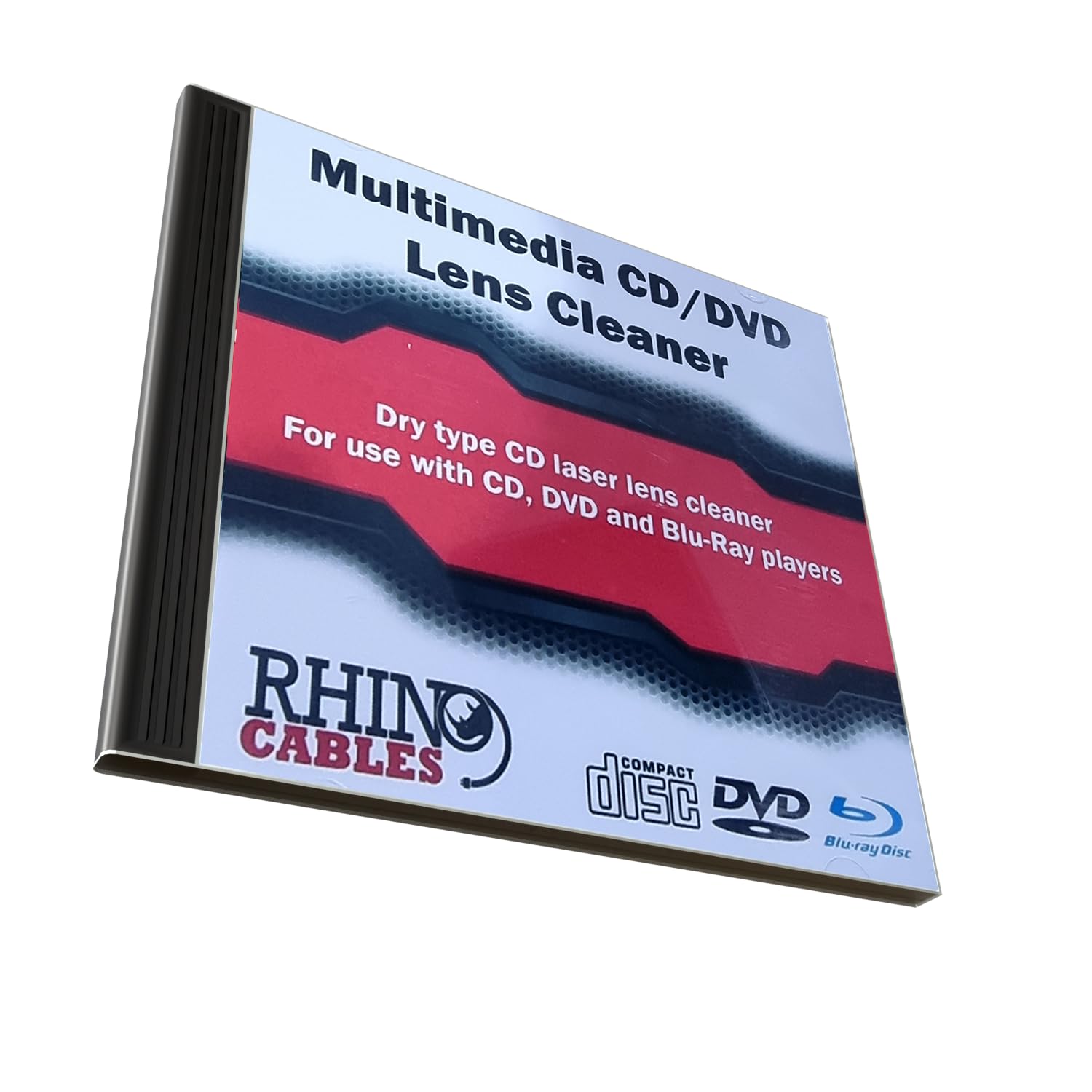 Rhinocables CD DVD Lens Cleaner Kit - Laser Cleaning Disc Set for Optical Drive Maintenance in CD, DVD & Blu-Ray Players (Model C1309) | Perfect for Home Theater Systems, Gaming Consoles & Car Stereos