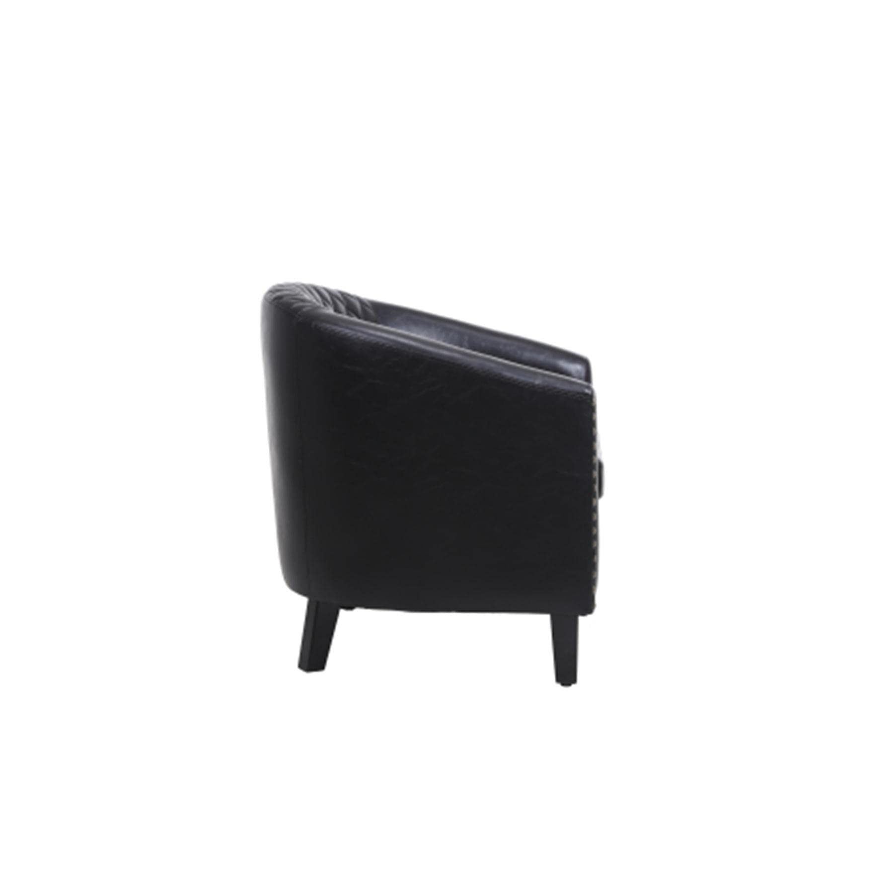 PU Leather Single Leisure Chair with Nailhead Trim & Diamond Stitched Back - Solid Wood Legs - Modern Accent Chair for Bedroom, Living Room & Office - Black