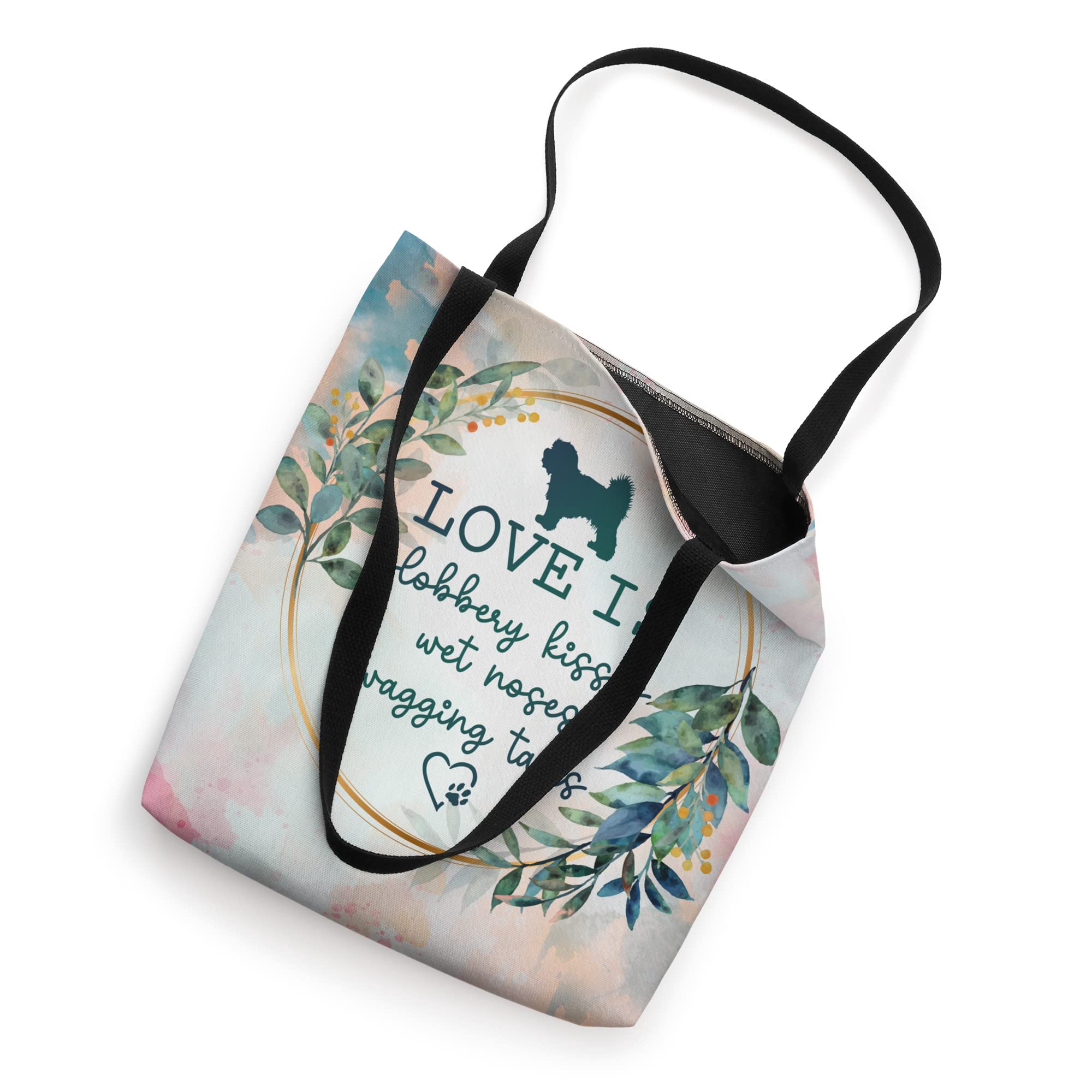 Watercolor Maltese Dog Tote Bag - Cute 'Love is Slobbery Kisses & Wet Nose' Design - Perfect for Dog Lovers, Beach Trips & Grocery Shopping