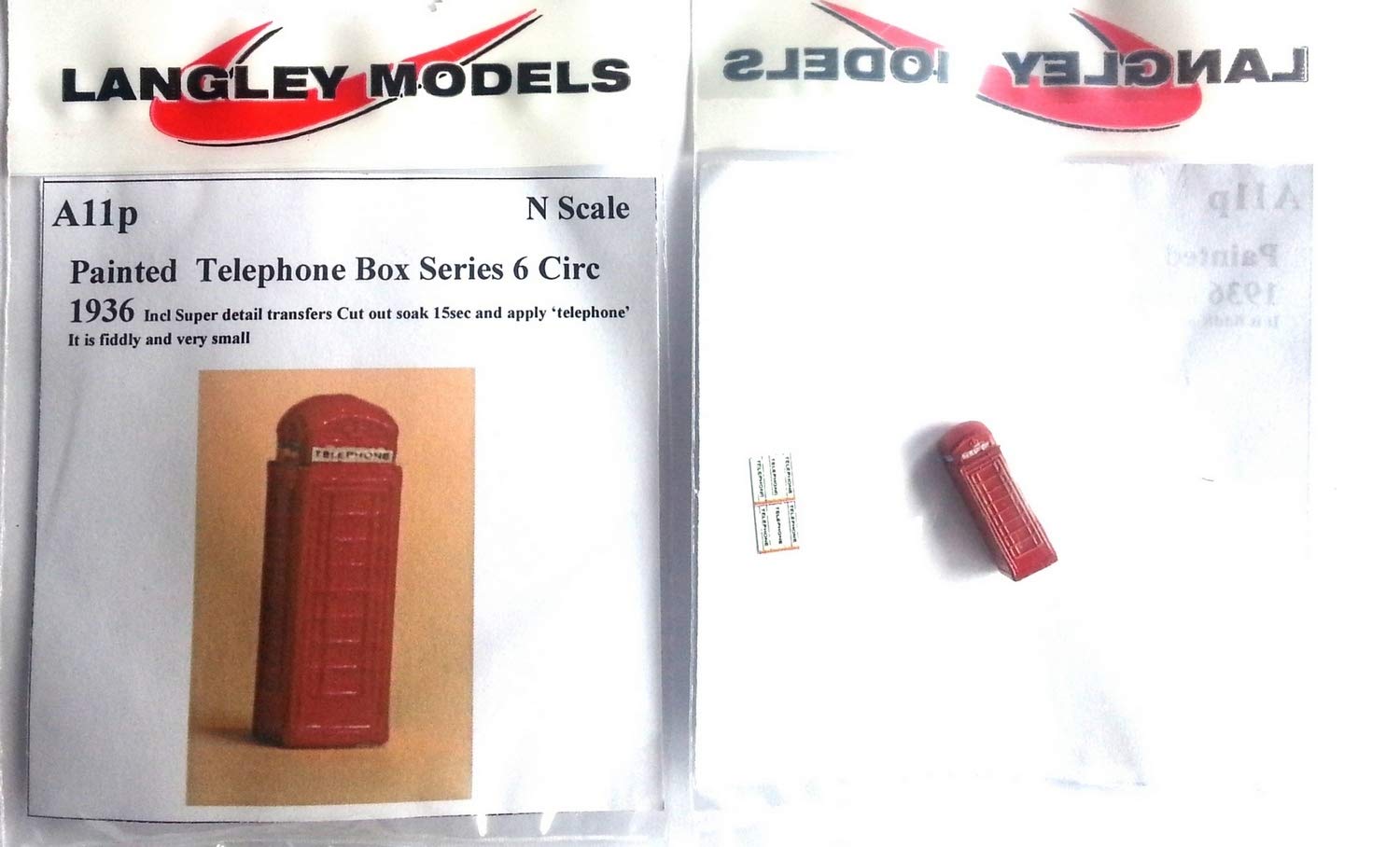 Langley Models British Telephone Box N Scale Metal Model - Miniature Red Phone Booth for Model Train Layouts & Dioramas