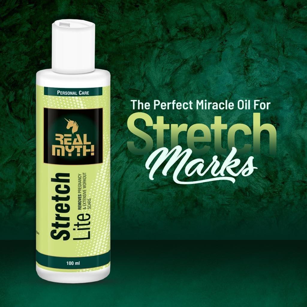 REALMYTH Stretch Mark & Scar Removal Oil for Pregnancy - Lightweight, Non-Greasy Body Oil (100ml) | Fades Stretch Marks, Scars & Uneven Skin Tone | Perfect for Pre/Postpartum Care & Daily Skin Hydration