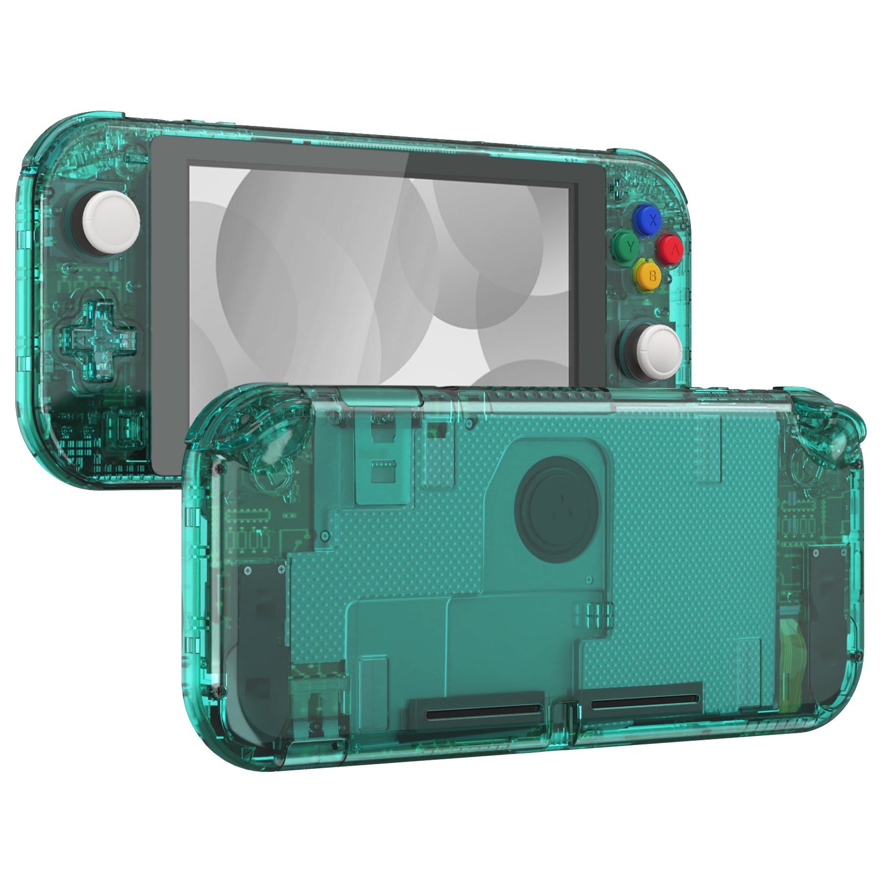 eXtremeRate Crystal Emerald Green DIY Replacement Shell for Nintendo Switch Lite - Custom Controller Housing with Screen Protector | Perfect for Gaming Enthusiasts & DIY Modders | Enhance Your Portable Gaming Experience