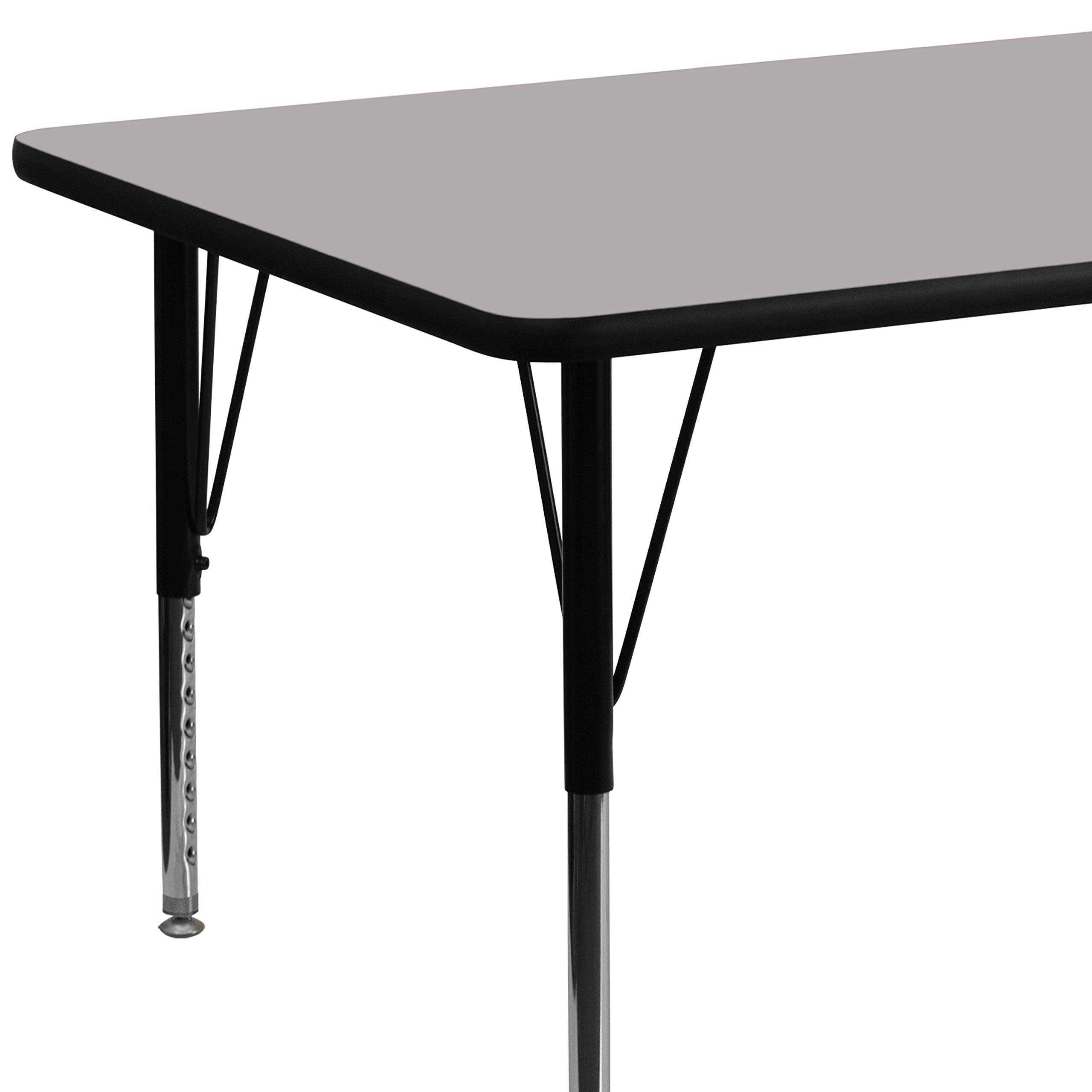 Emma & Oliver 30x72 Inch Grey Thermal Laminate Preschool Activity Table - Durable Kids Learning Table for Classroom, Daycare & Homeschool Use