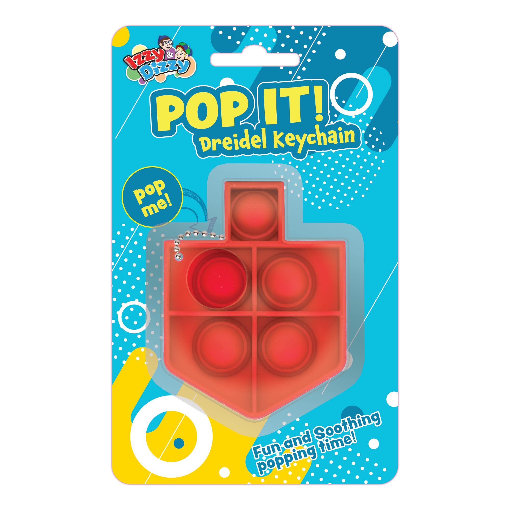 Hanukkah Dreidel Mini Pop It Fidget Toy - Chanukah Sensory Stress Relief Keychain - Assorted Colors Dreidel Shaped Fidget Keychain - Fun Hanukkah Gifts for Kids & Adults - Perfect for Holiday Parties, Classroom Rewards, and ADHD Anxiety Relief