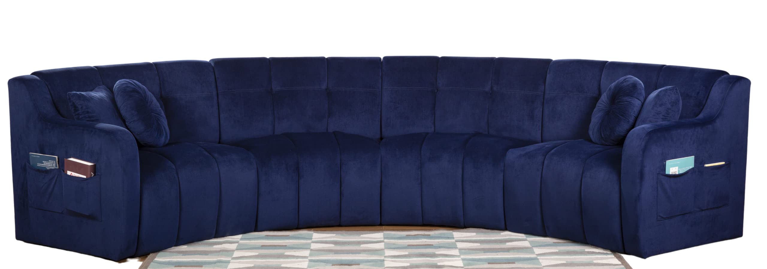 Velvet Modular Sectional Sofa 4-Seater Symmetrical Legless Curved Design - 153
