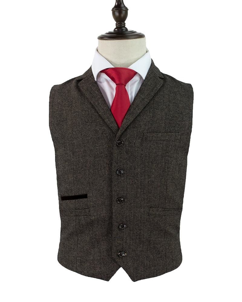 Cavani Martez Brown Tweed Waistcoat Vest for Men - Classic Formal & Casual Style - Perfect for Weddings, Office & Special Occasions