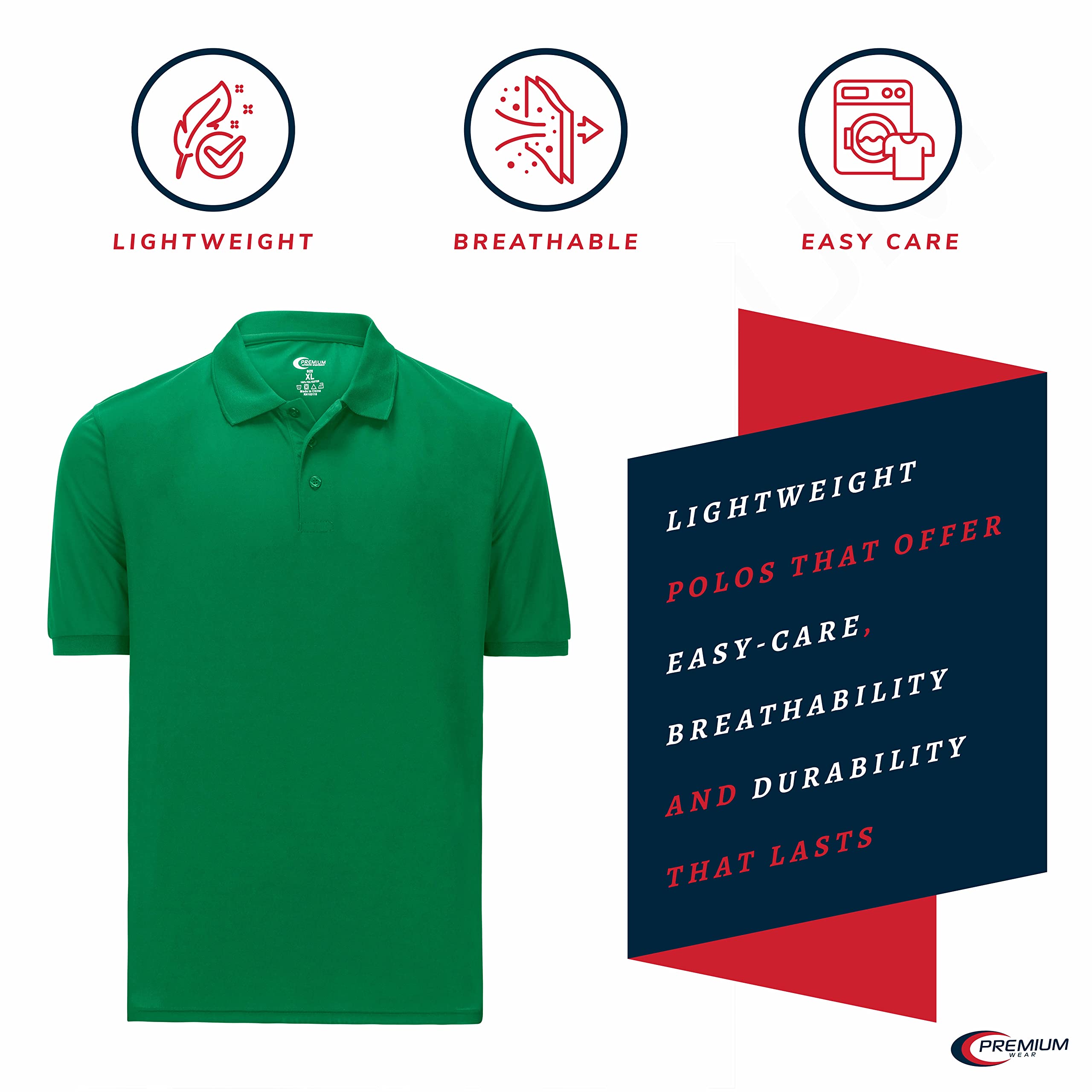 Premium Moisture-Wicking Men's Polo Shirt - Quick-Dry & Breathable for Golf, Work & Outdoor Activities