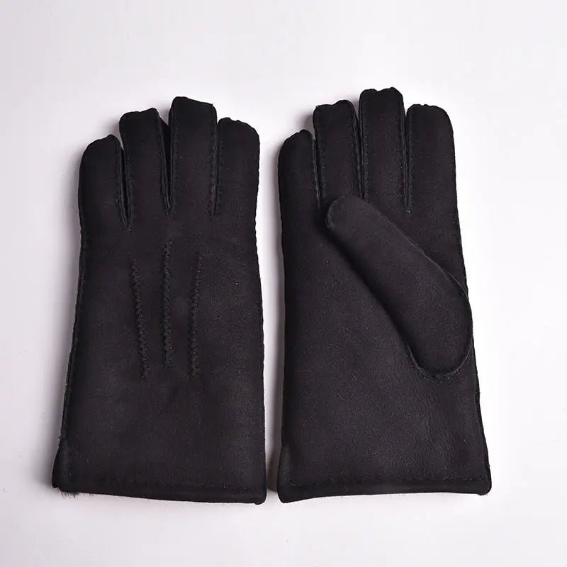 Premium BOL Men's Hand-Stitched Merino Sheepskin Leather Gloves - Winter Warm Driving & Outdoor Activities
