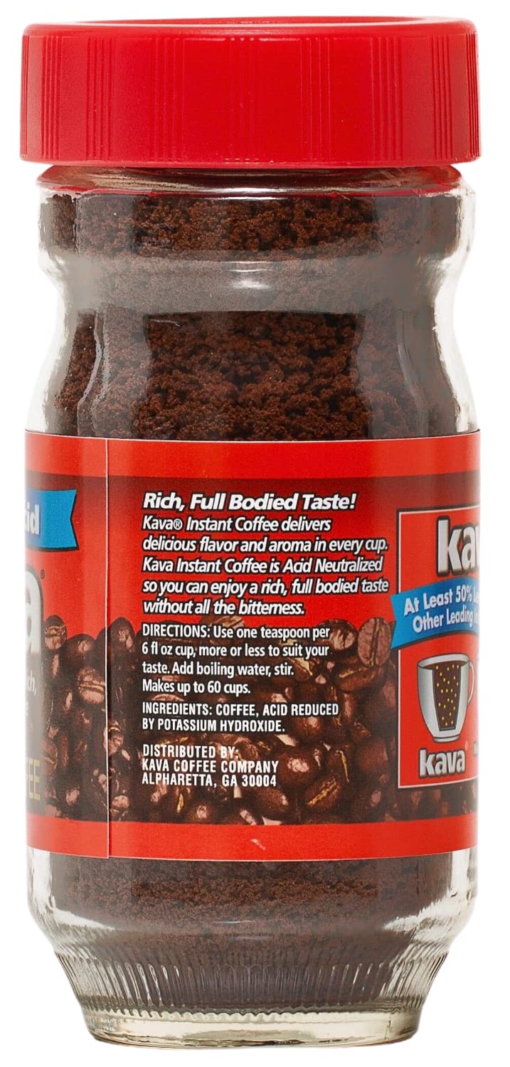 Kava Acid Neutralized Instant Coffee - 4 Ounce (Pack of 12) | Premium Instant Coffee for Energy Boost & Relaxation | Perfect for Office, Travel & Camping