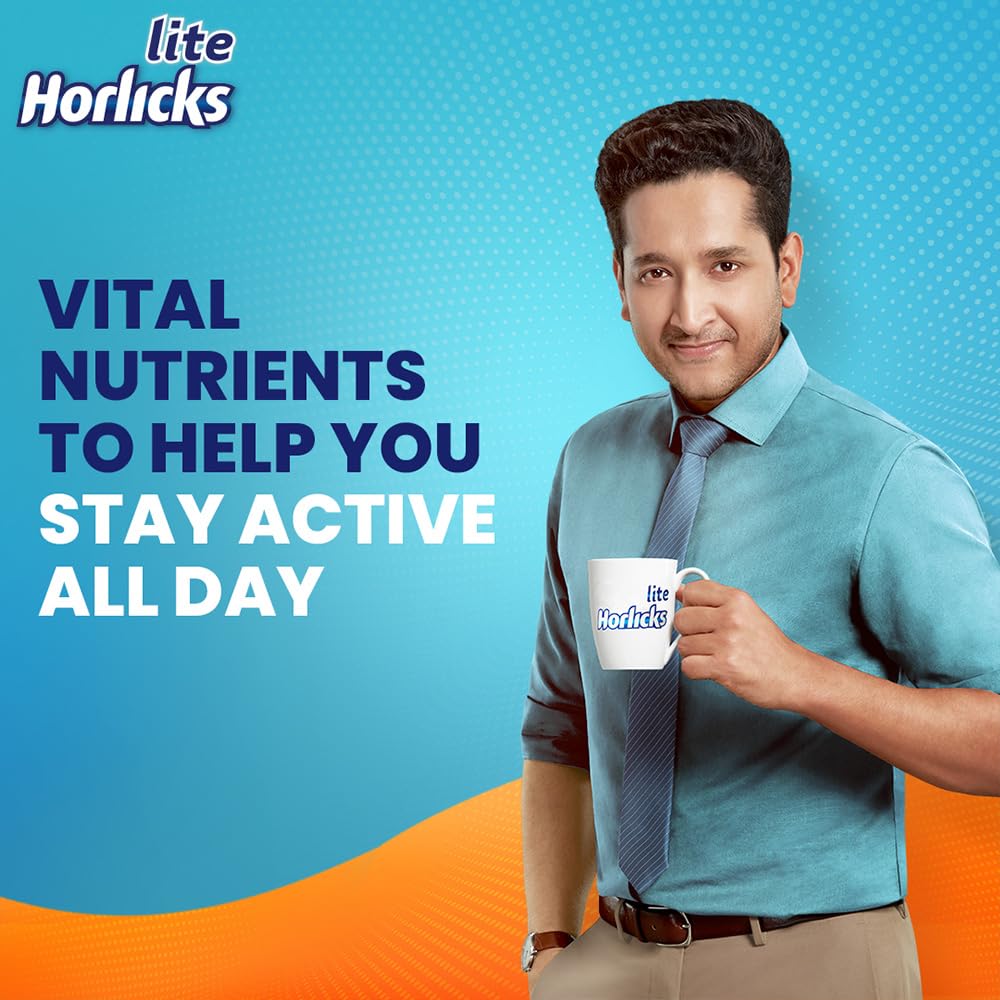 Horlicks Lite 450g - High Protein Malt Drink for Adults | Zero Added Sugar | Scientifically Formulated Nutrition | Perfect for Breakfast, Post-Workout & Nighttime Relaxation